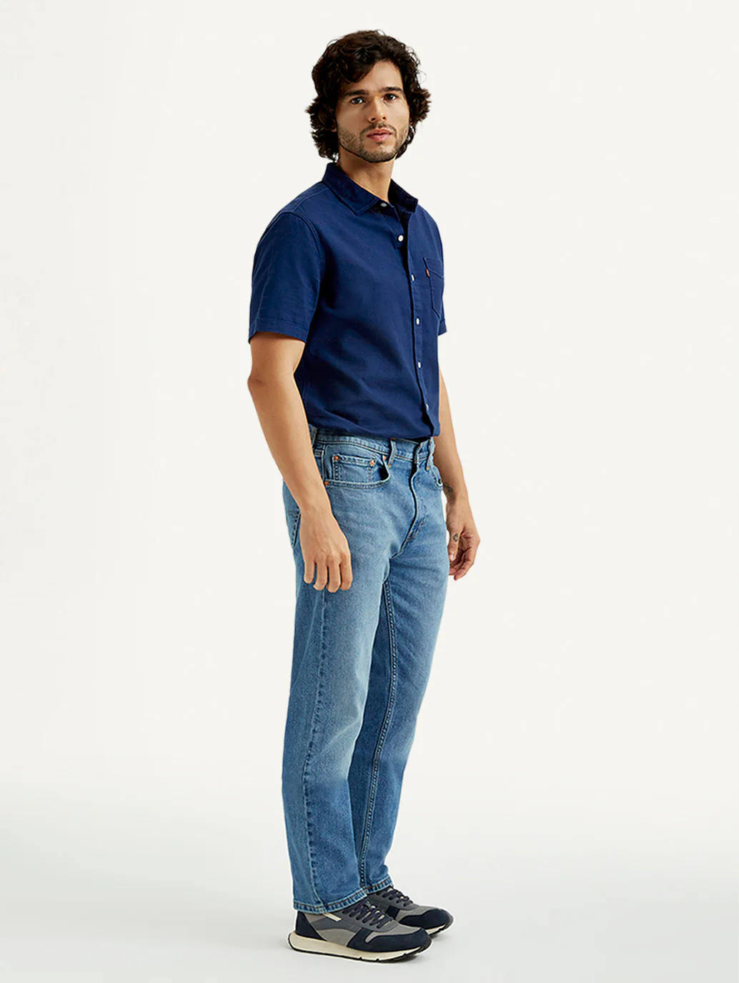 Men's 505 Med Indigo Straight Fit Mid Rise Jeans - Image 7