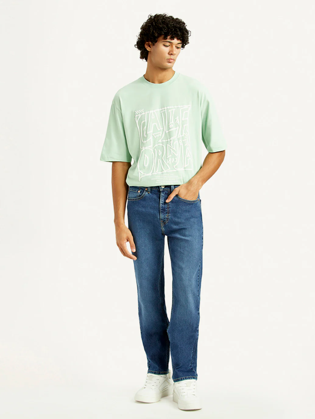 Men's 505 Med Indigo Straight Fit Mid Rise Jeans - Image 2