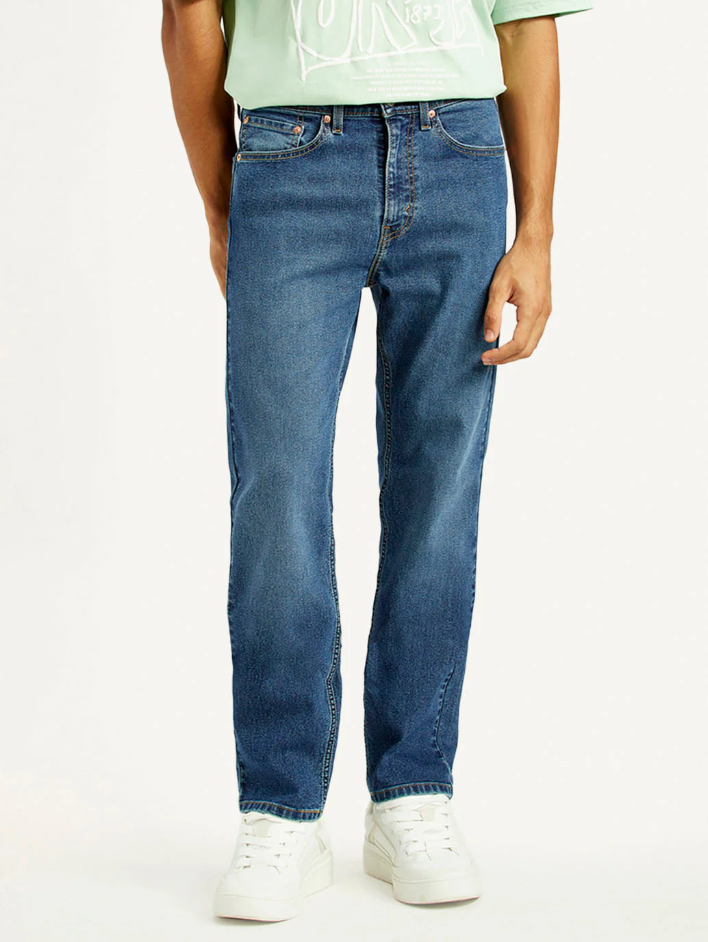 Men's 505 Med Indigo Straight Fit Mid Rise Jeans - Image 3