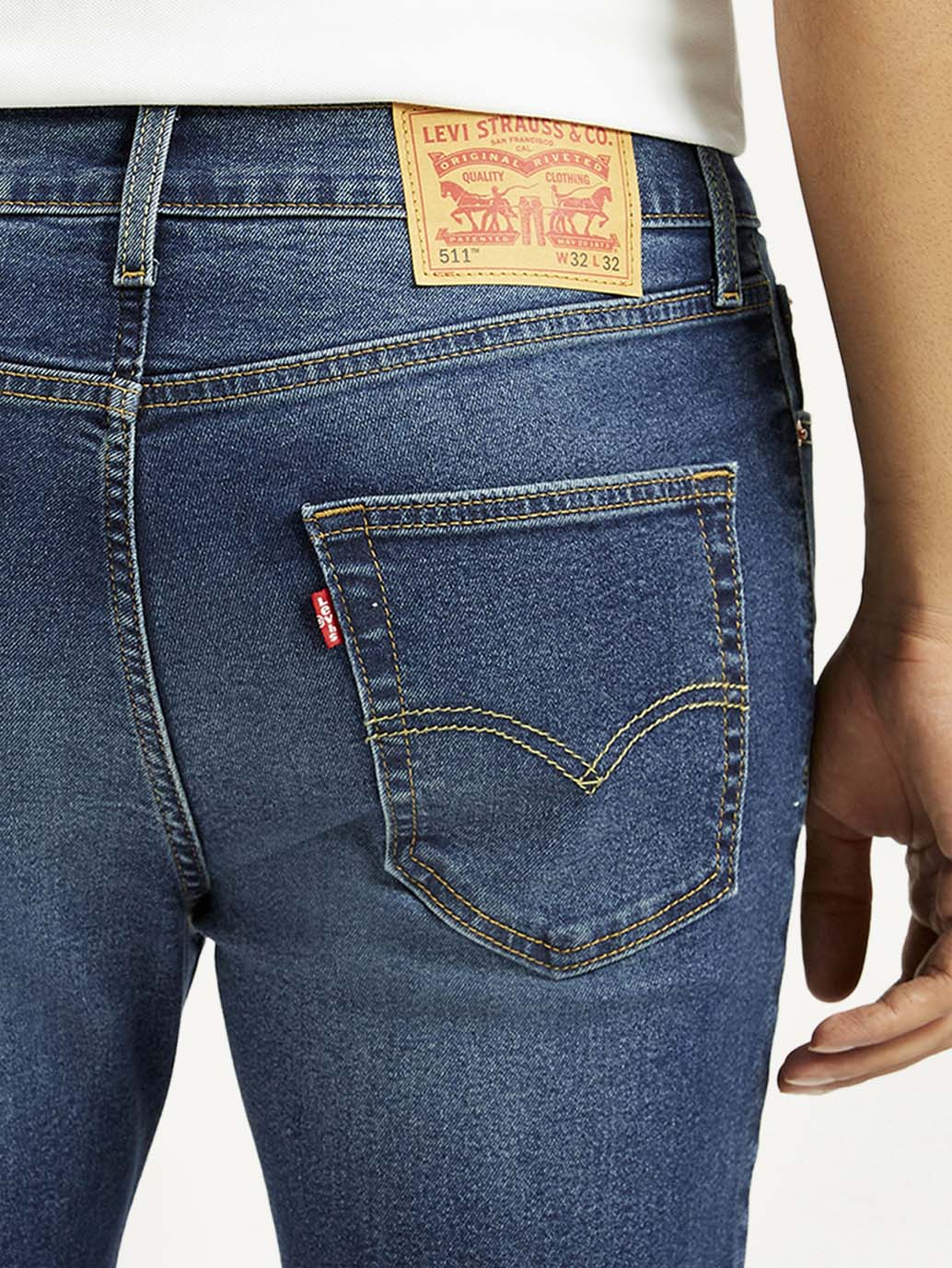 Men's 505 Dark Indigo Straight Fit Mid Rise Jeans - Image 5