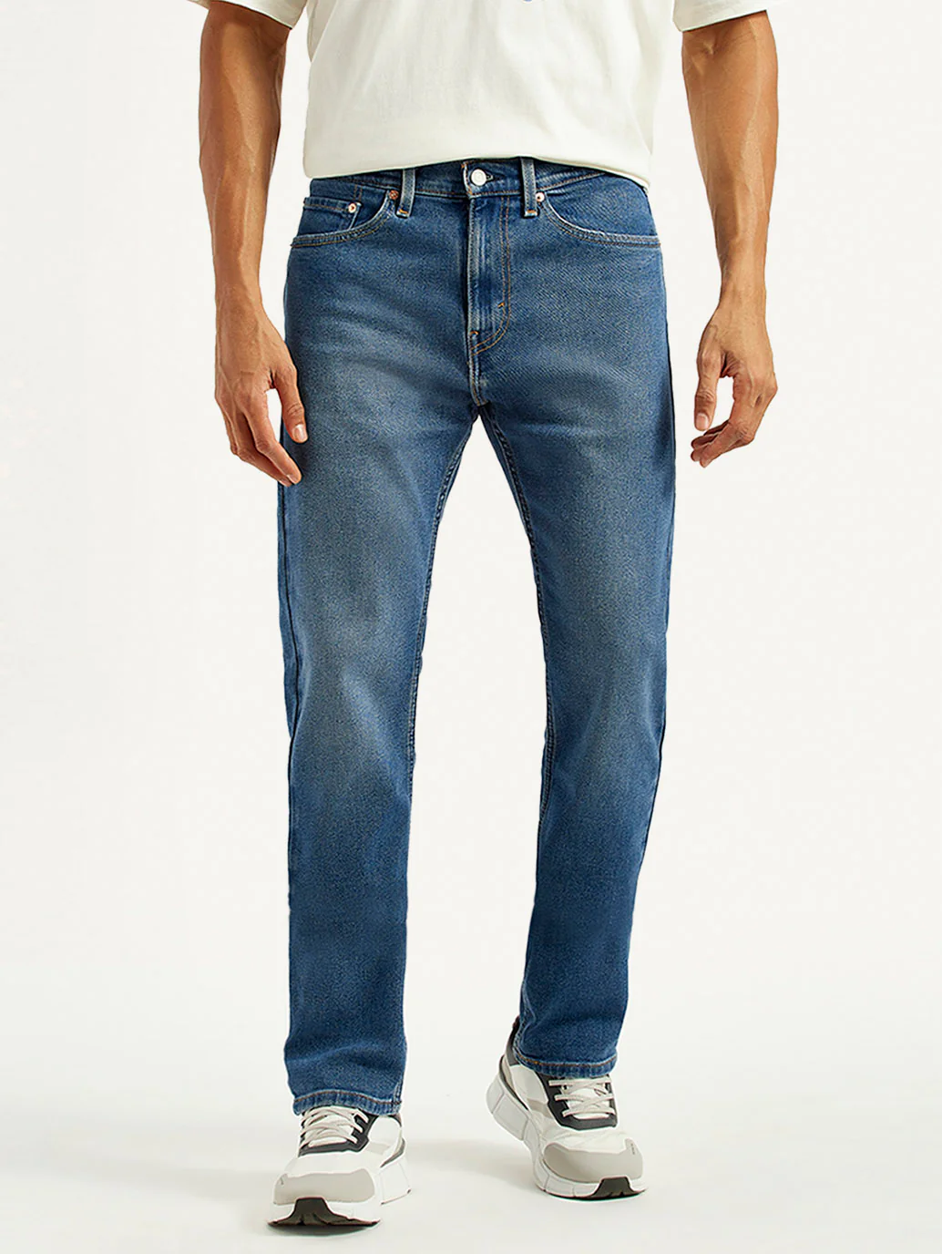 Men's 505 Med Indigo Straight Fit Mid Rise Jeans - Image 2