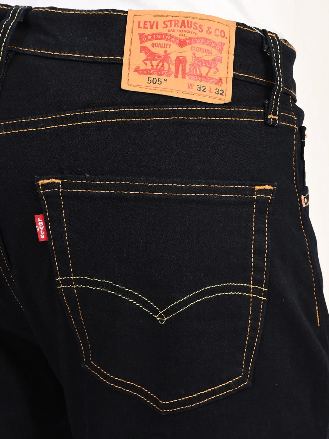 Men's 505 Dark Indigo Straight Fit Mid Rise Jeans - Image 3