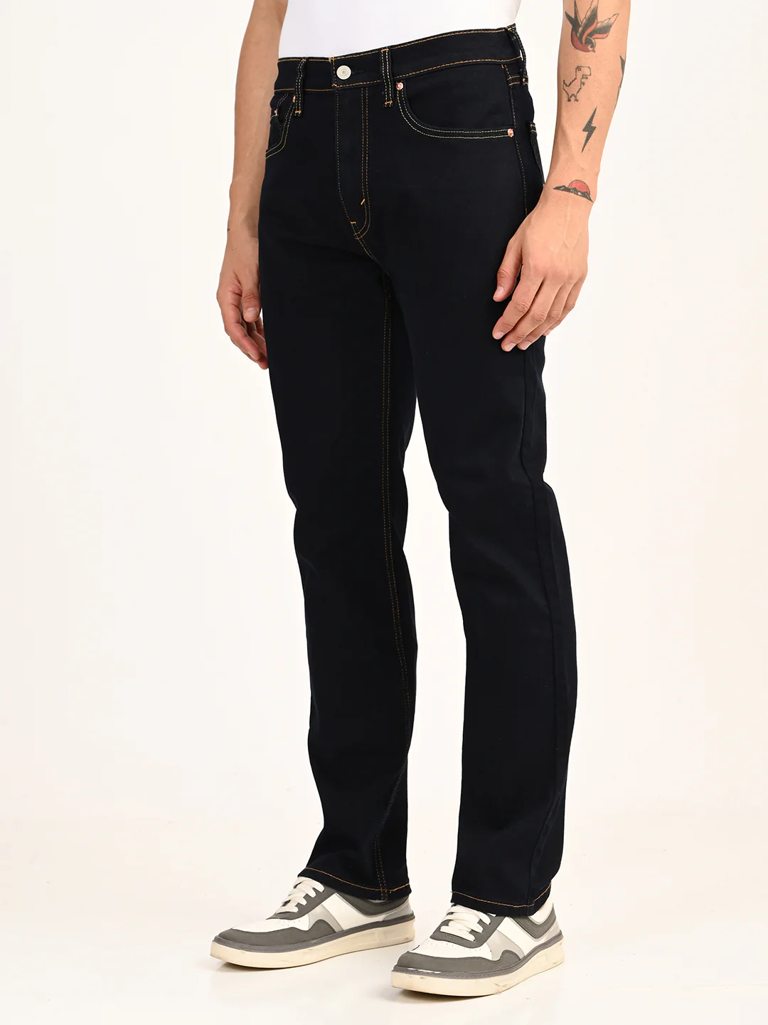 Men's 505 Dark Indigo Straight Fit Mid Rise Jeans - Image 5