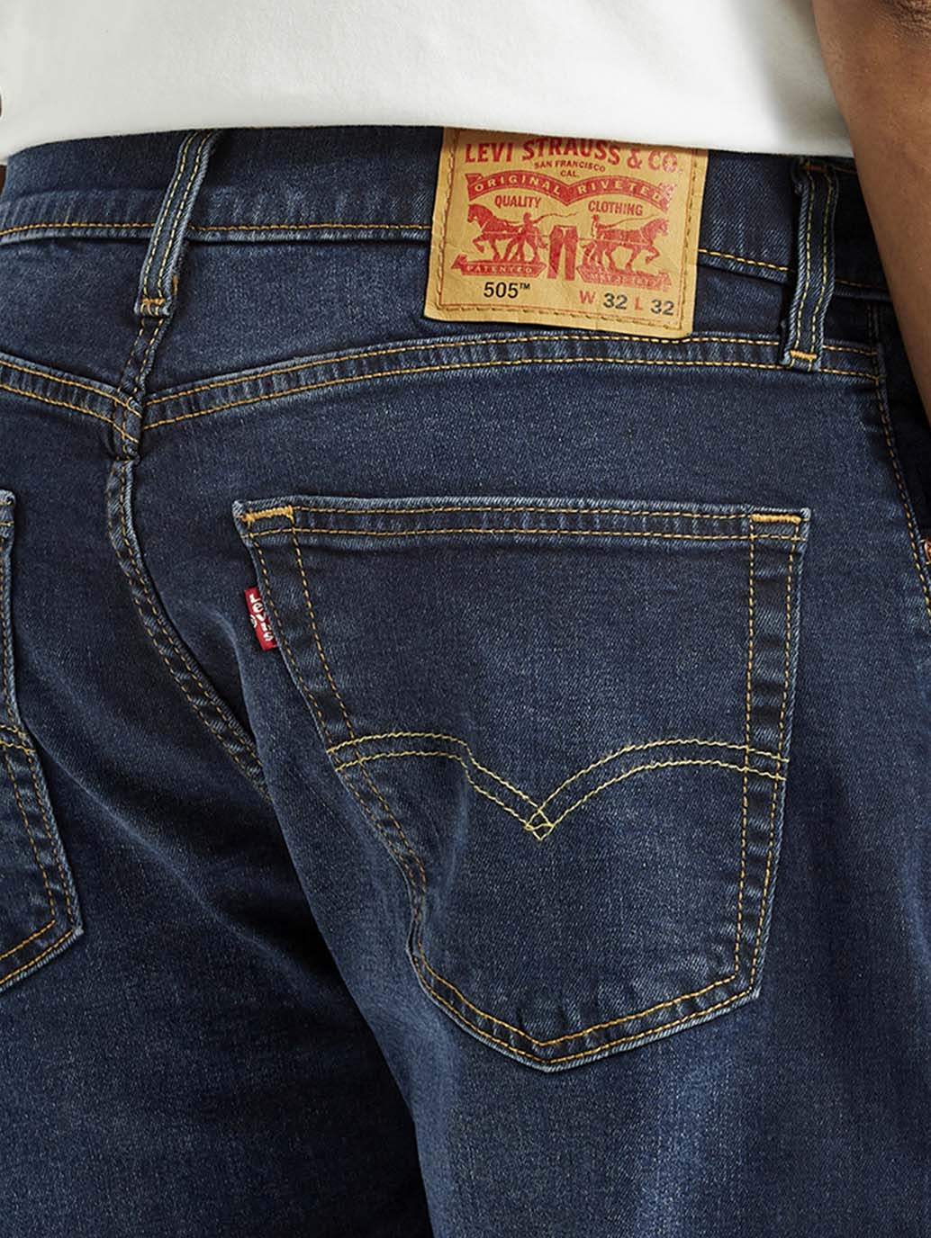 Men's 505 Dark Indigo Straight Fit Mid Rise Jeans - Image 5