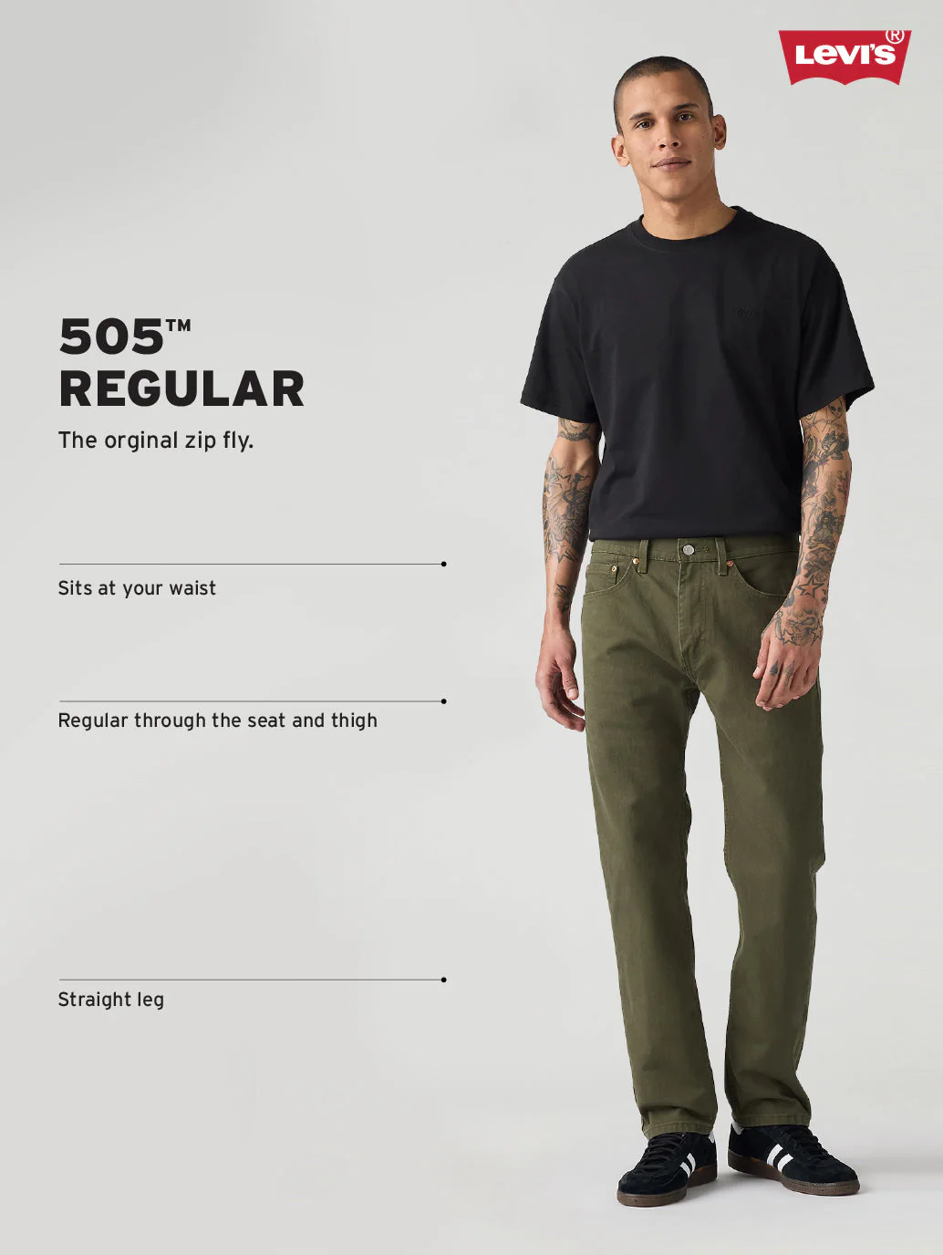 Men's 505 Med Indigo Straight Fit Mid Rise Jeans - Image 4
