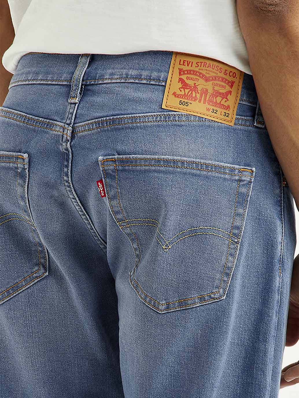 Men's 505 Med Indigo Straight Fit Mid Rise Jeans - Image 6