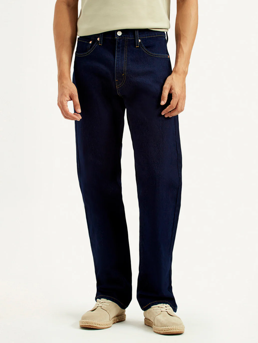 Men's 505 Navy Blue Straight Fit Mid Rise Jeans - Image 2