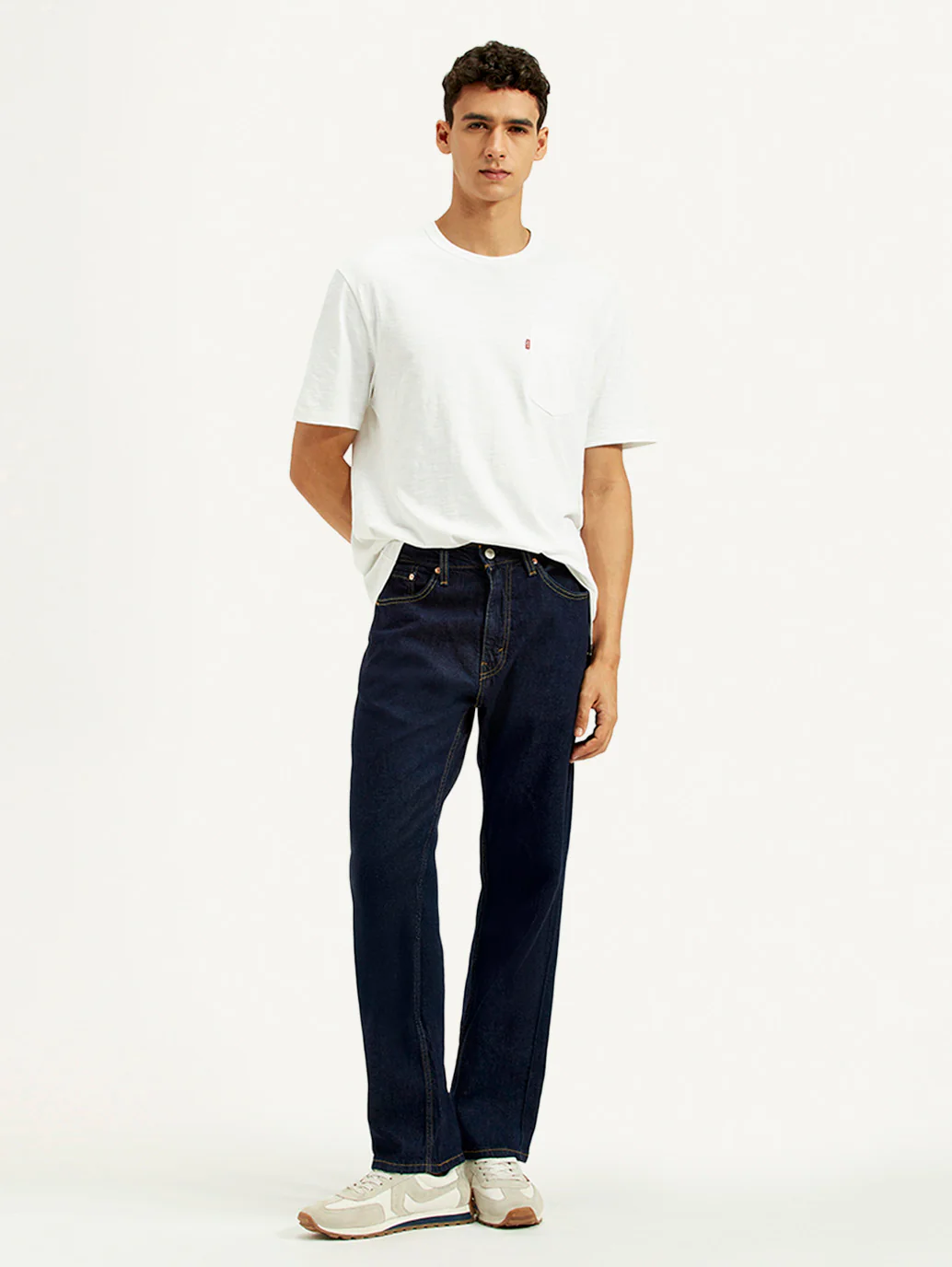 Men's 505 Navy Blue Straight Fit Mid Rise Jeans - Image 3