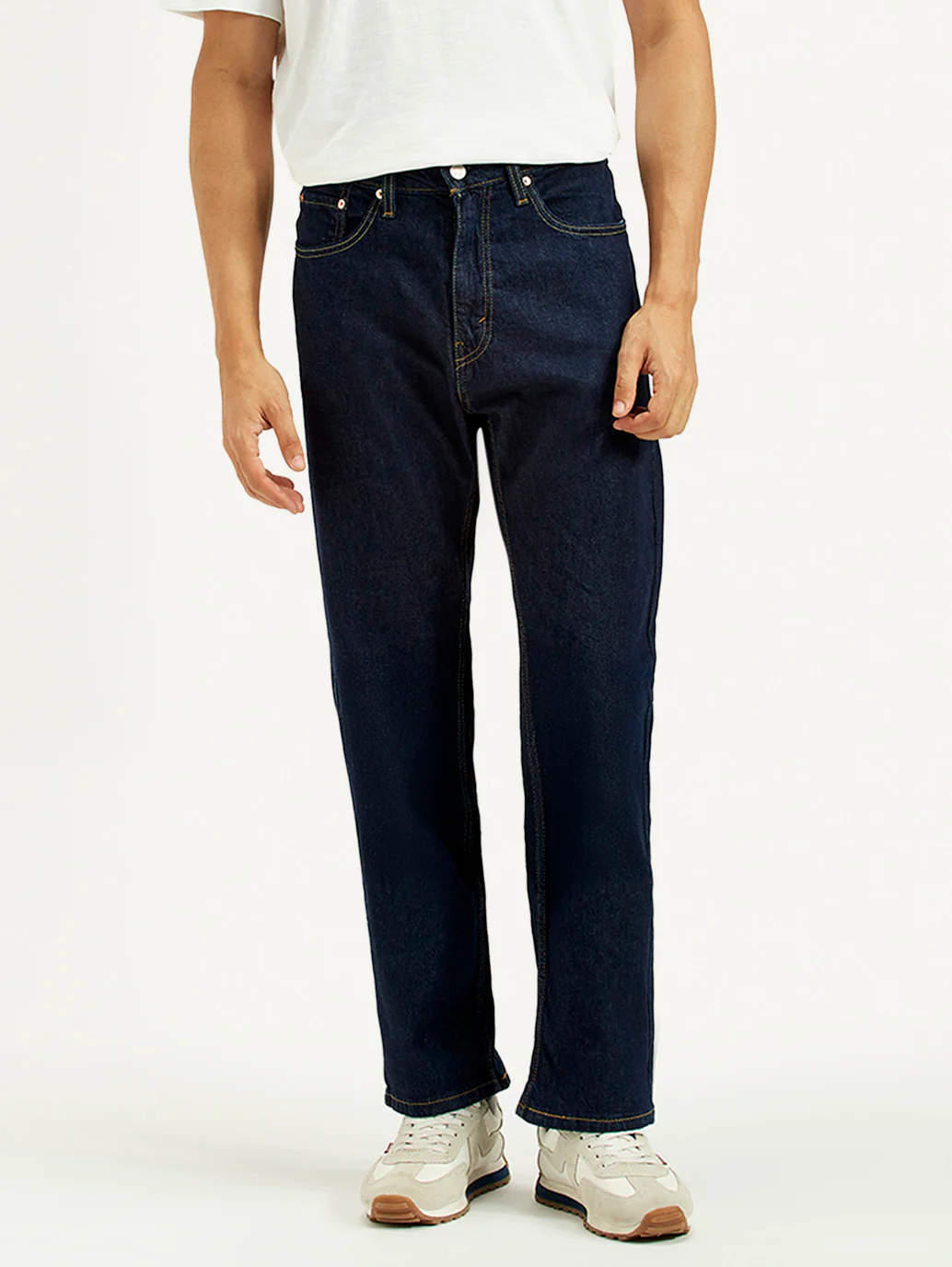 Men's 505 Navy Blue Straight Fit Mid Rise Jeans - Image 7