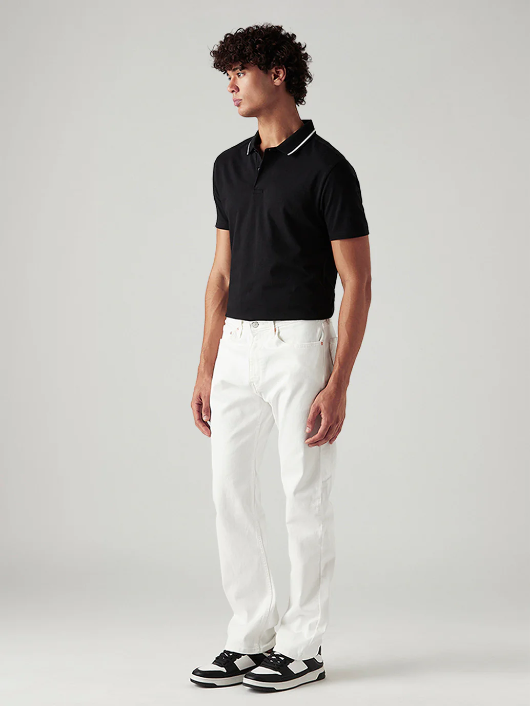 Men's 505 White Straight Fit Mid Rise Jeans - Image 7