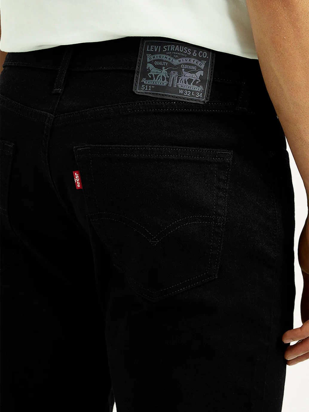 Men's 511 Black Slim Fit Mid Rise Kooltex Jeans - Image 5