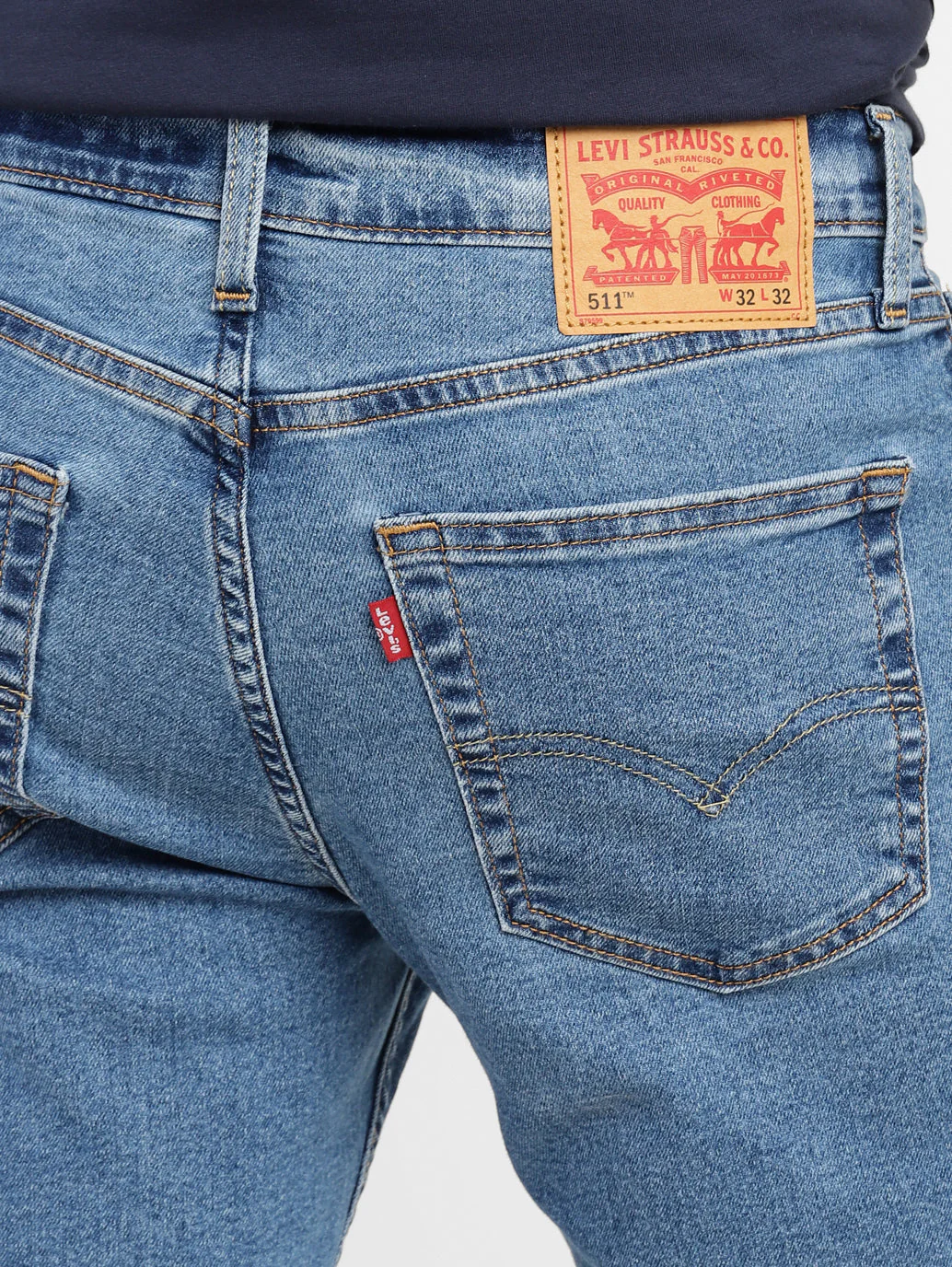 Men's 511 Blue Slim Fit Mid Rise Jeans - Image 10
