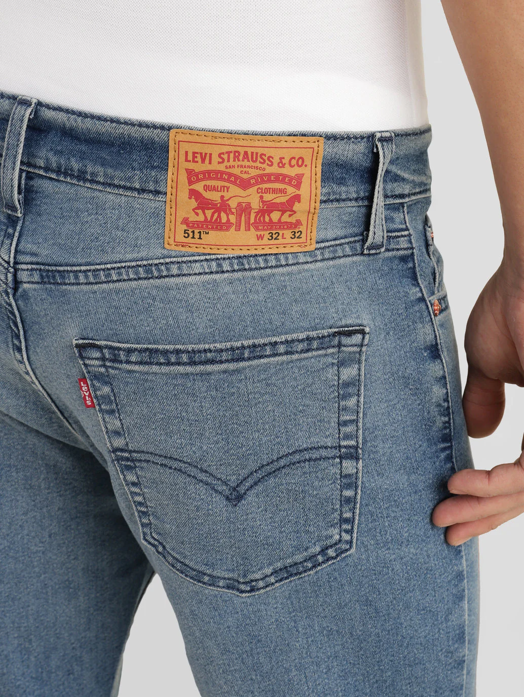Men's 511 Blue Slim Fit Mid Rise Jeans - Image 10