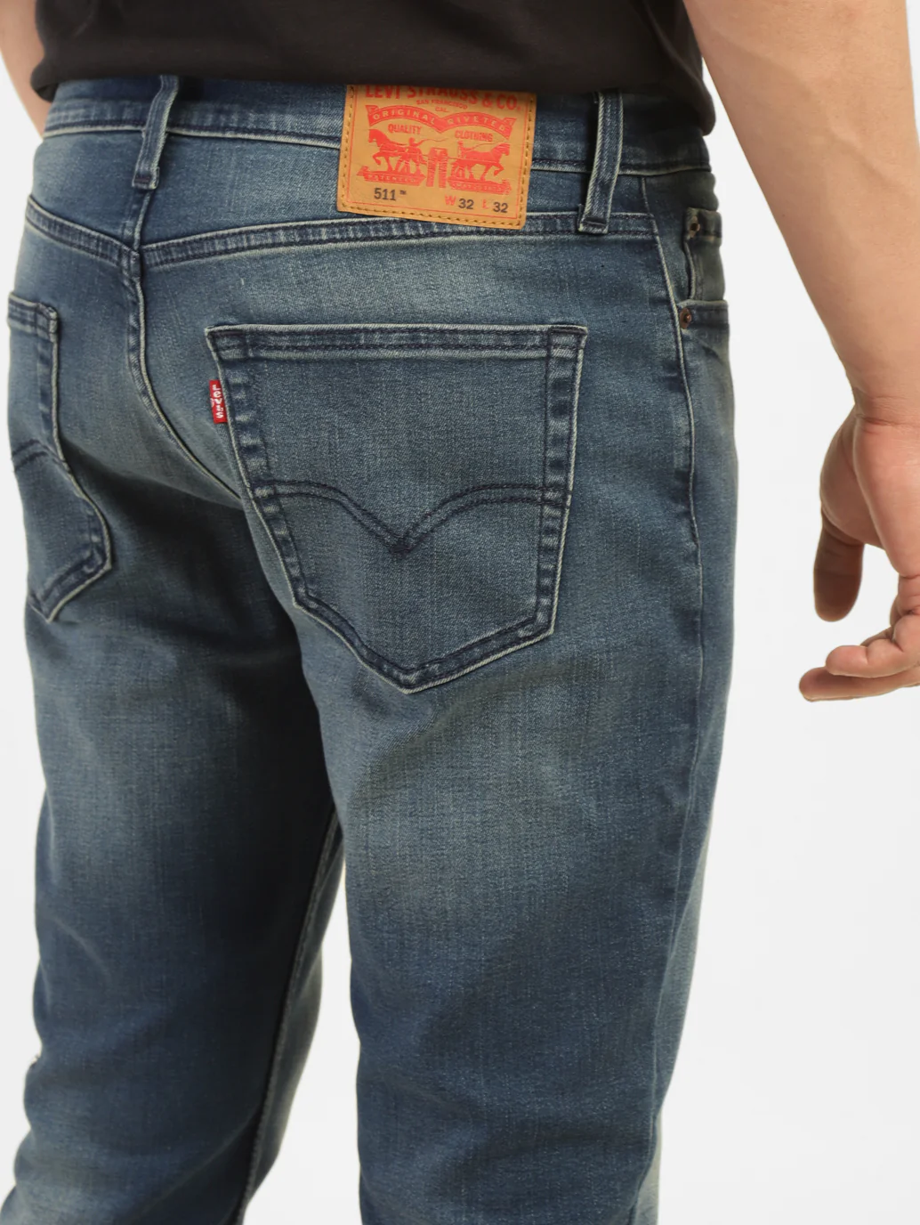 Men's 511 Blue Slim Fit Mid Rise Jeans - Image 7