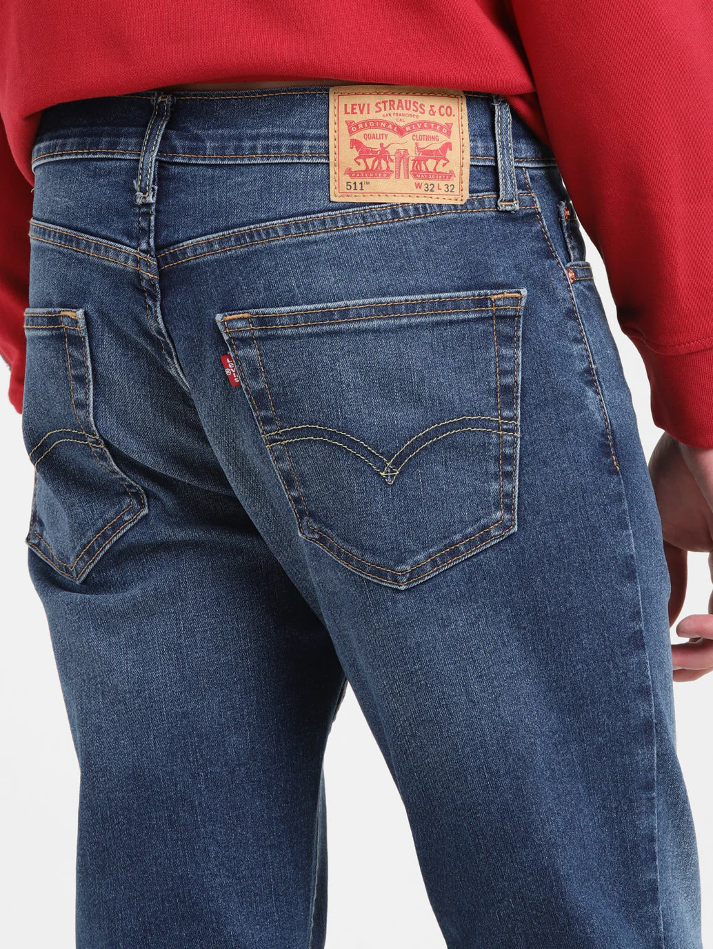 Men's 511 Blue Slim Fit Mid Rise Jeans - Image 6
