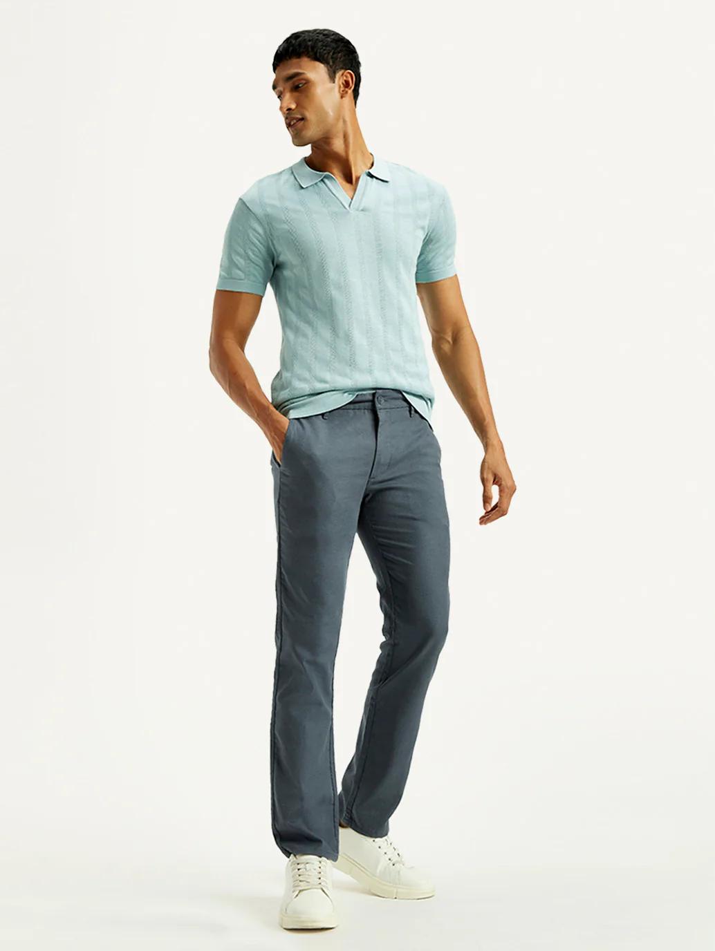 Men's Redloop 511 Blue Slim Fit Mid Rise Linen Chinos