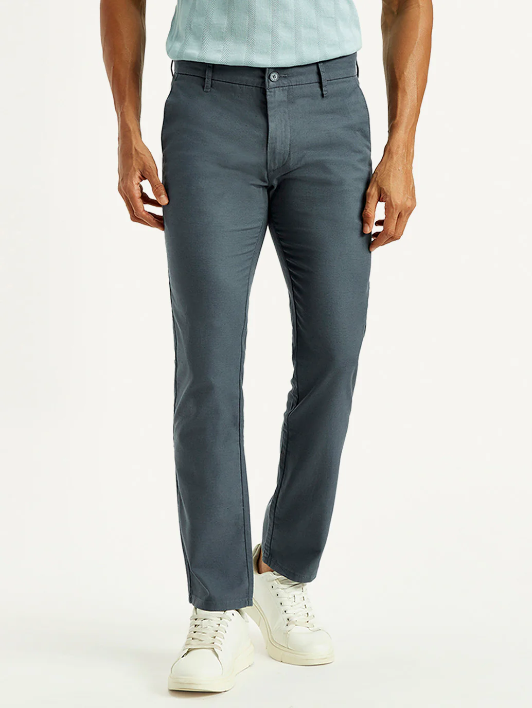 Men's Redloop 511 Blue Slim Fit Mid Rise Linen Chinos - Image 2