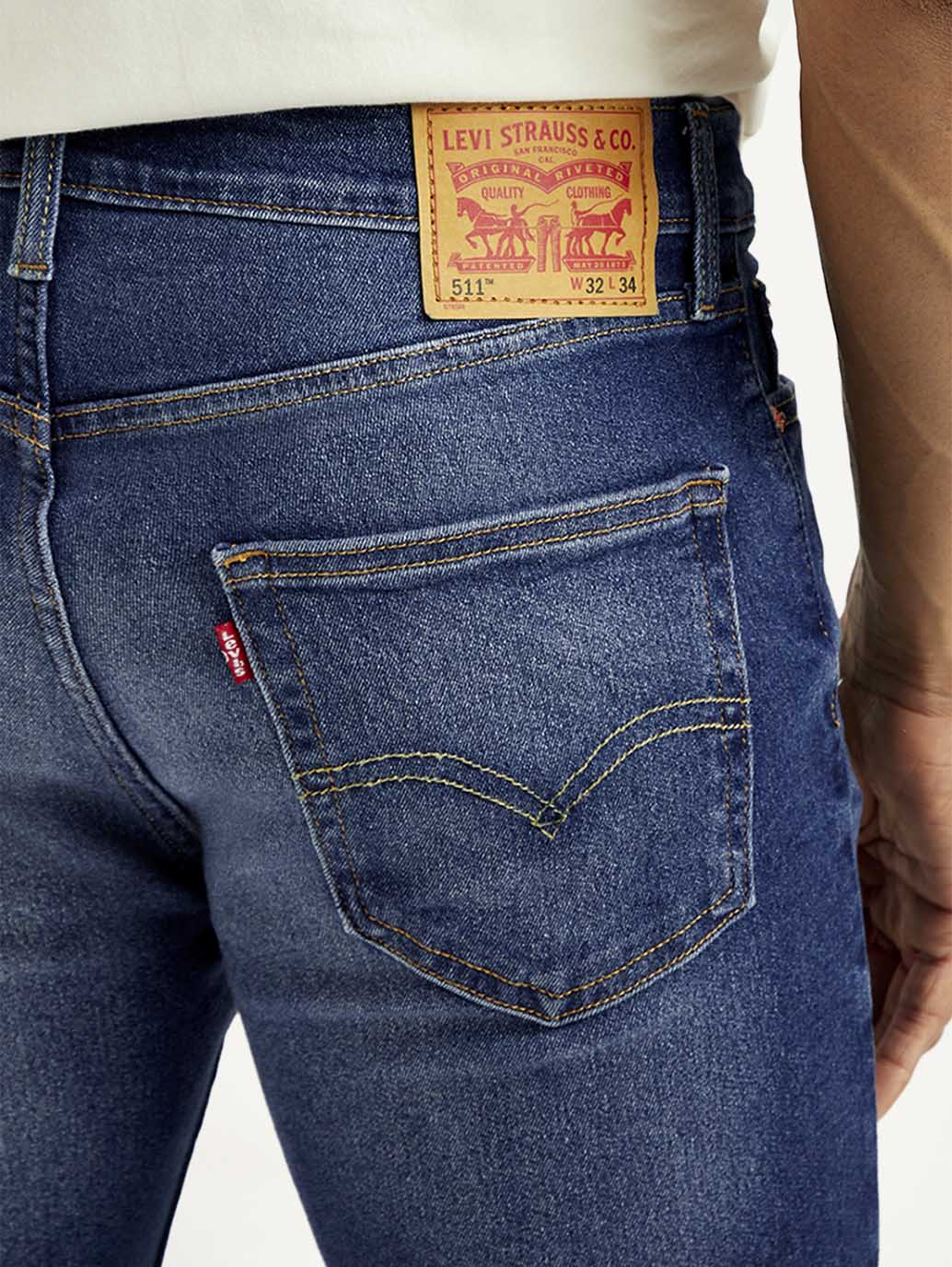 Men's 511 Blue Slim Fit Mid Rise Jeans - Image 5