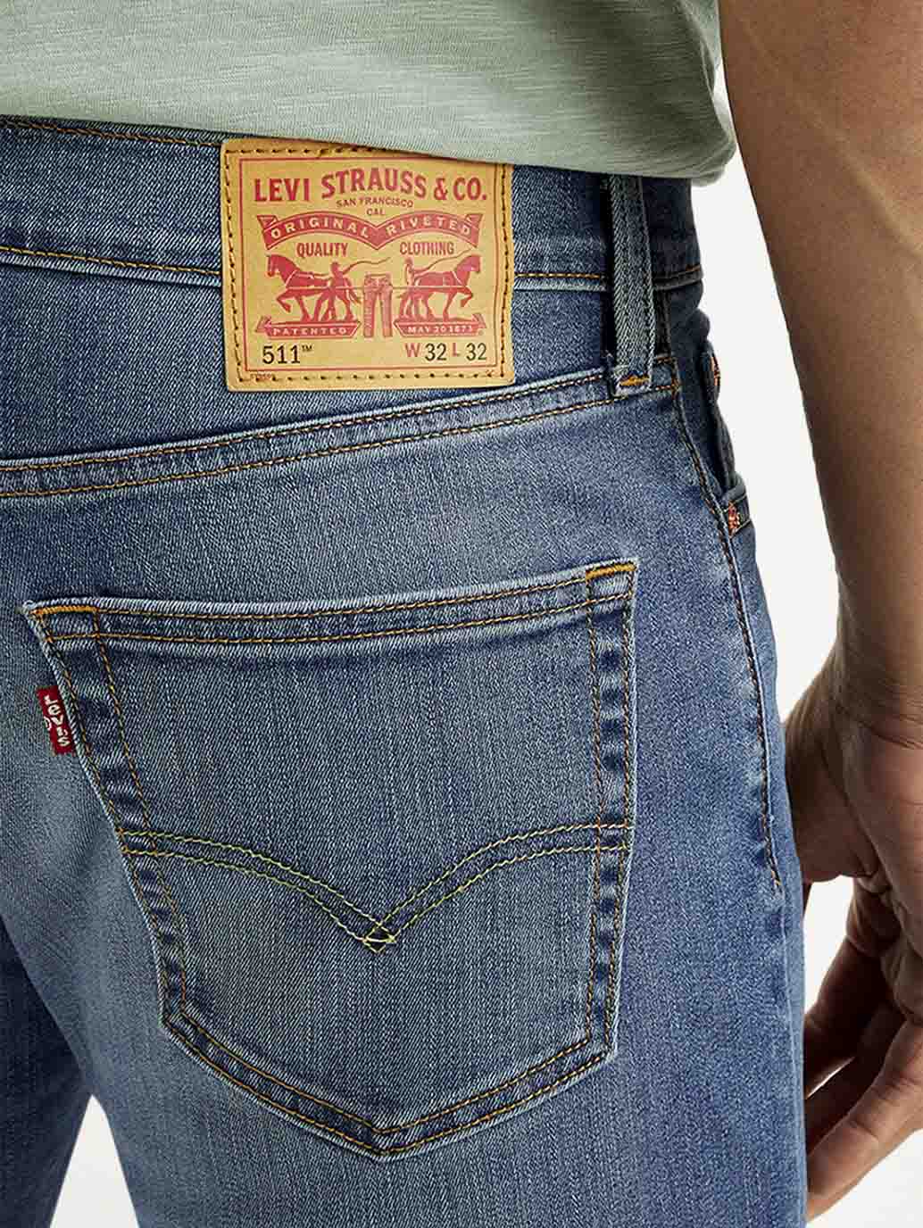 Men's 511 Blue Slim Fit Mid Rise Jeans - Image 6