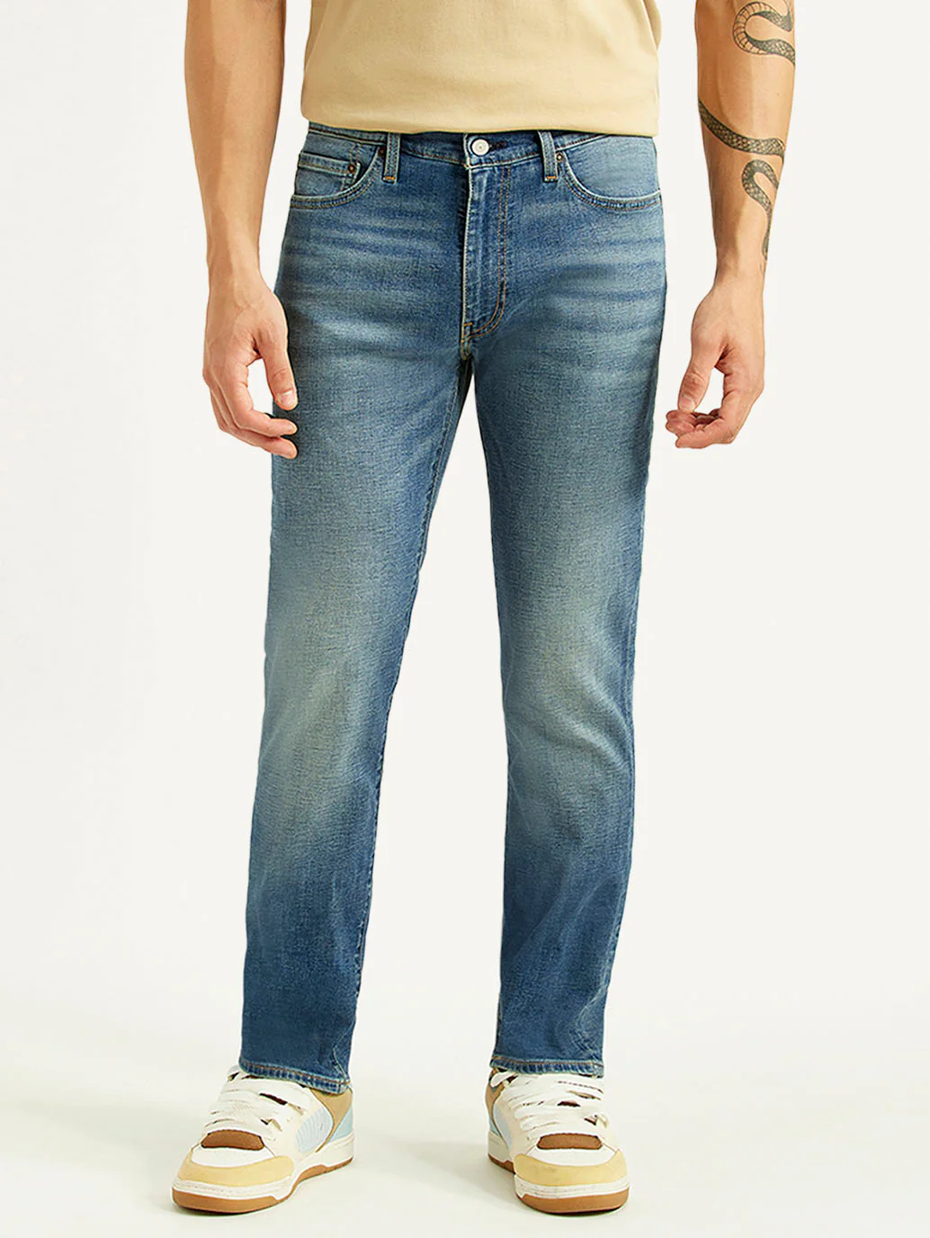 Men's 511 Blue Slim Fit Mid Rise Linen Jeans - Image 2