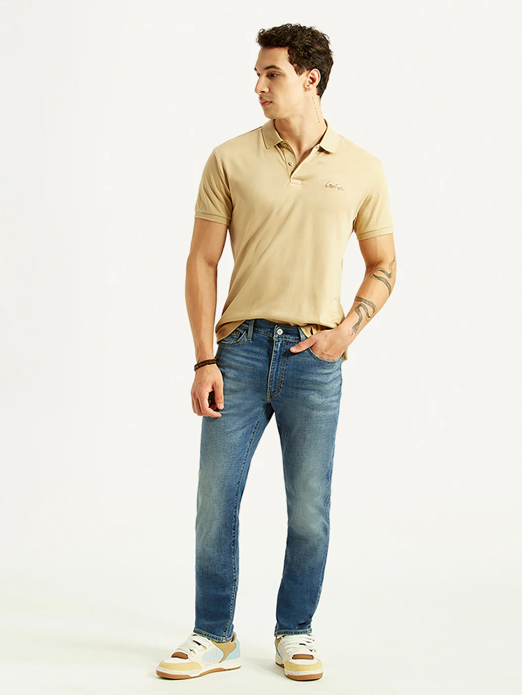 Men's 511 Blue Slim Fit Mid Rise Linen Jeans - Image 7