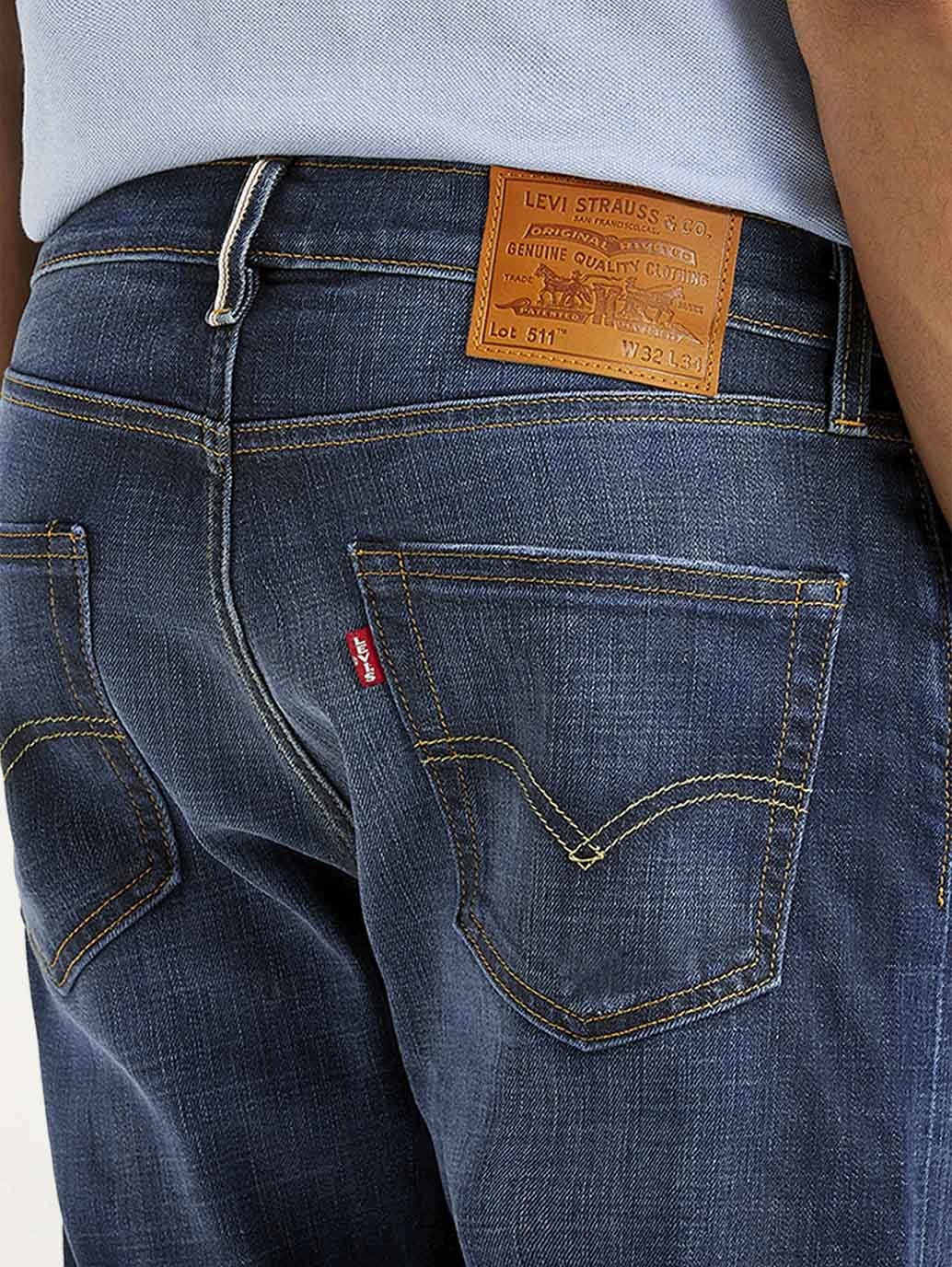 Men's 511 Blue Slim Fit Mid Rise Selvedge Jeans - Image 5