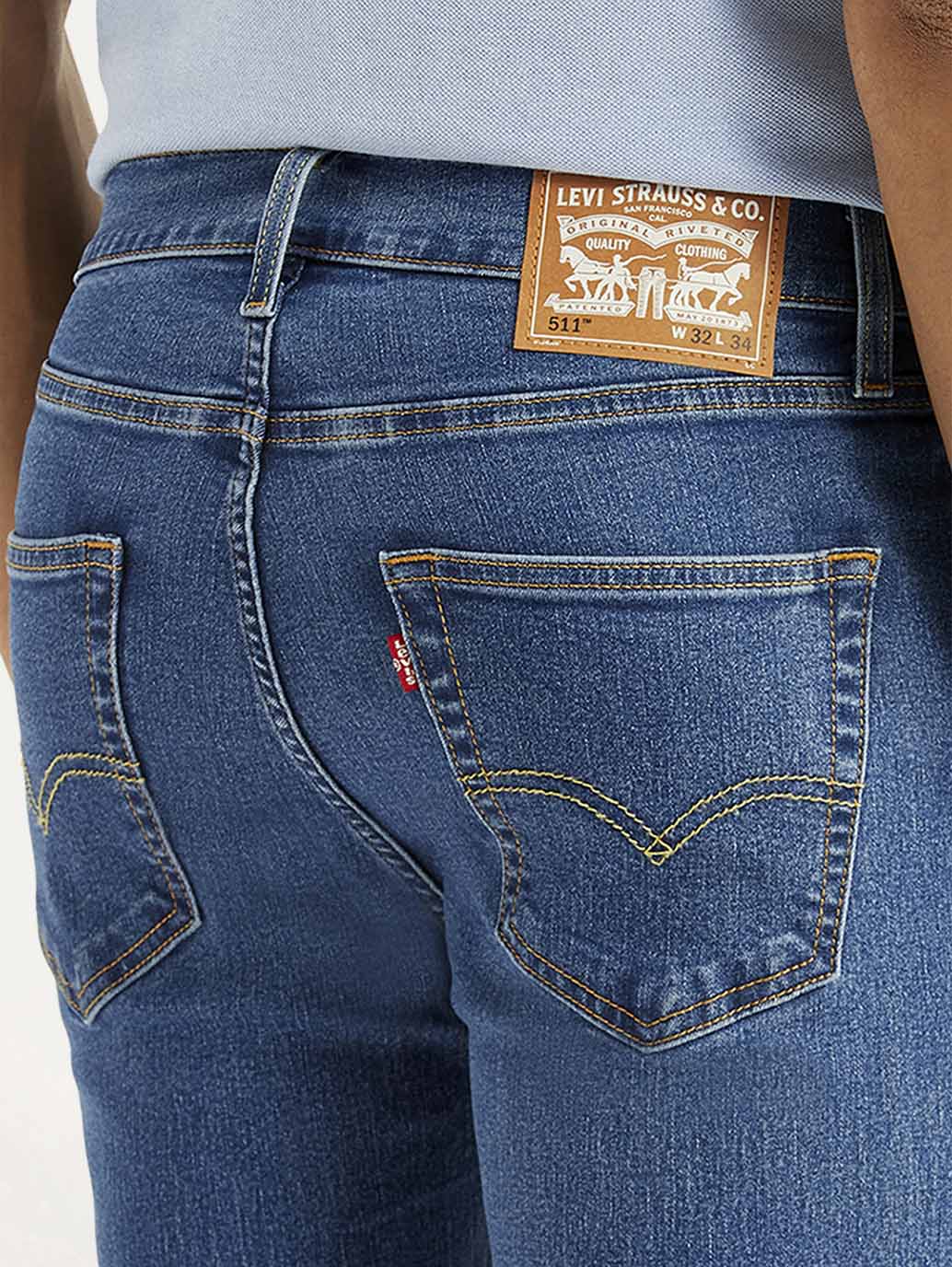 Men's 511 Blue Slim Fit Mid Rise Jeans - Image 5