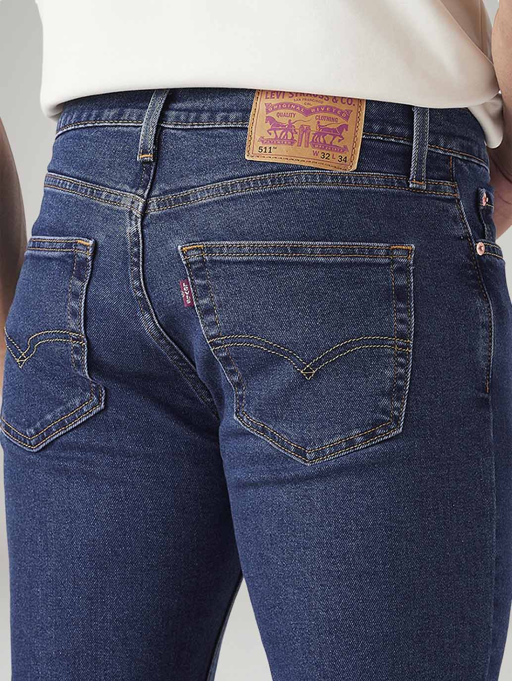 Men's 511 Blue Slim Fit Mid Rise Jeans - Image 6