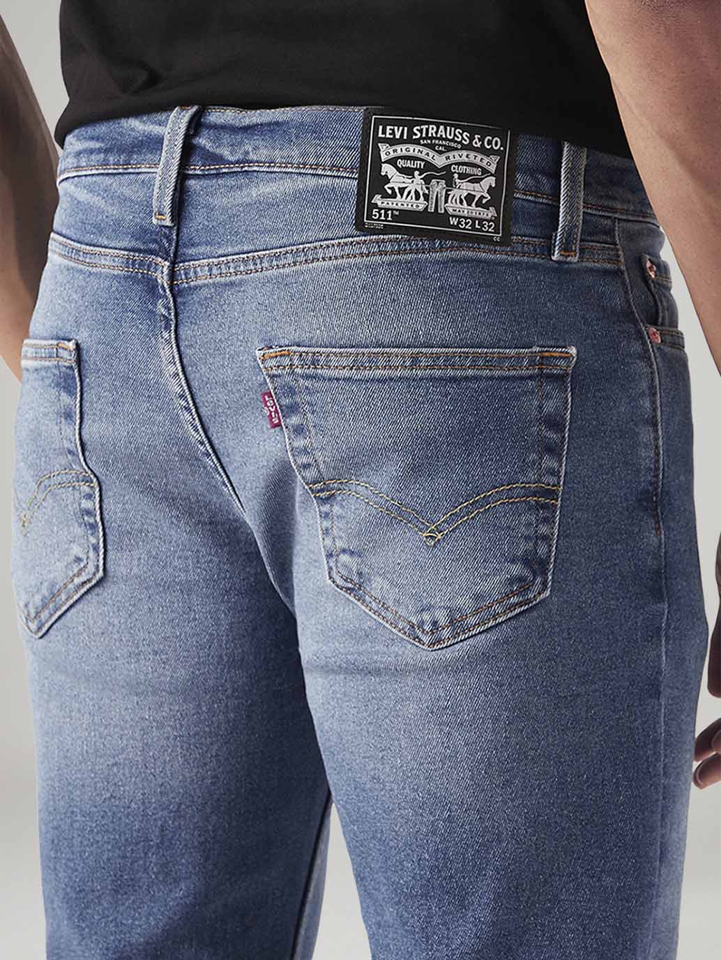 Men's 511 Blue Slim Fit Mid Rise Jeans - Image 6