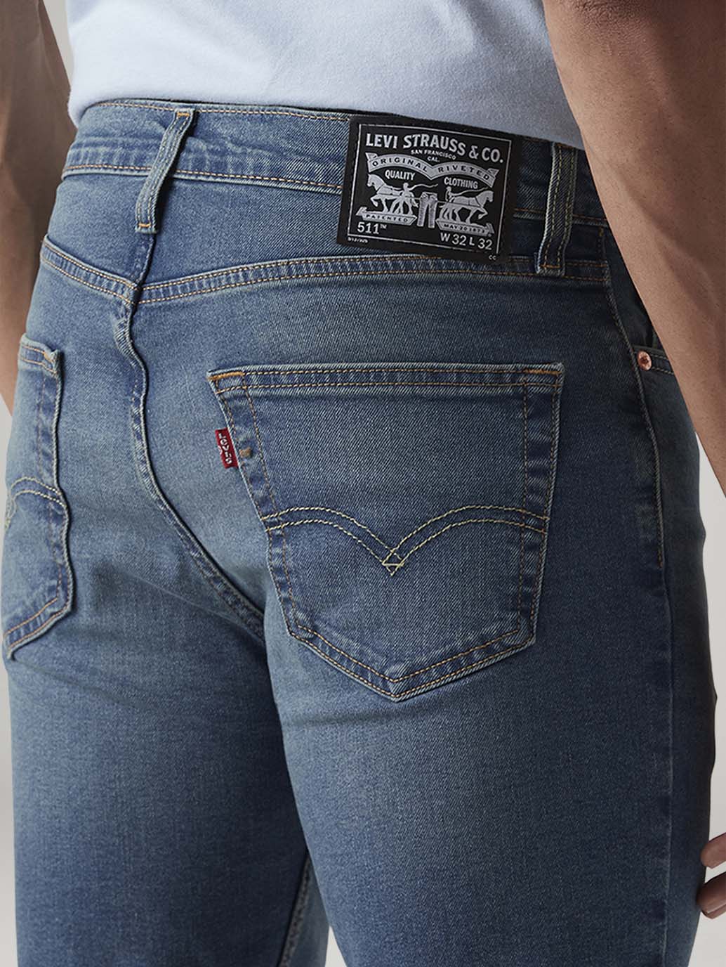 Men's 511 Blue Slim Fit Mid Rise Jeans - Image 6