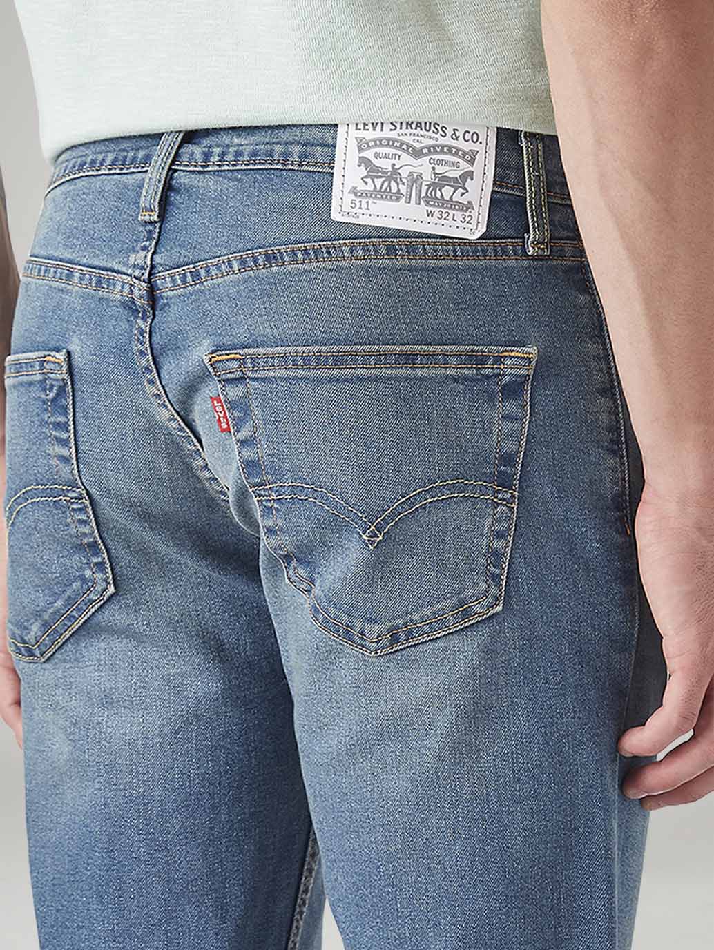 Men's 511 Blue Slim Fit Mid Rise Jeans - Image 5