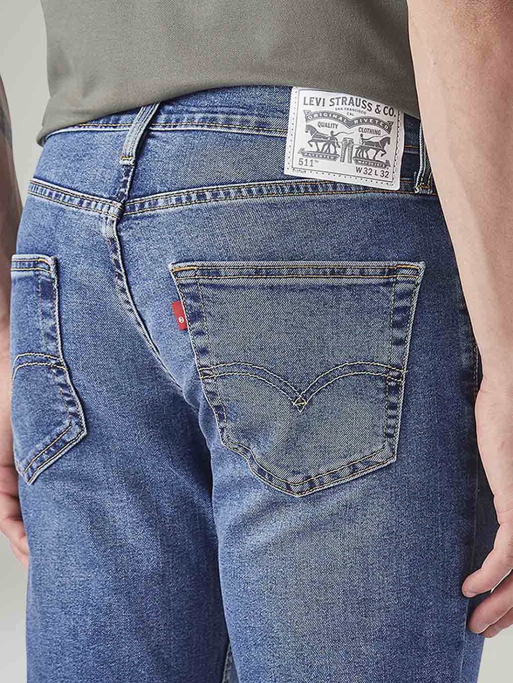 Men's 511 Blue Slim Fit Mid Rise Jeans - Image 5