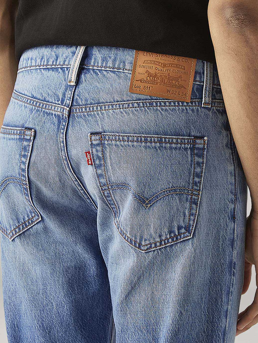 Men's 511 Blue Slim Fit Mid Rise Selvedge Jeans - Image 4