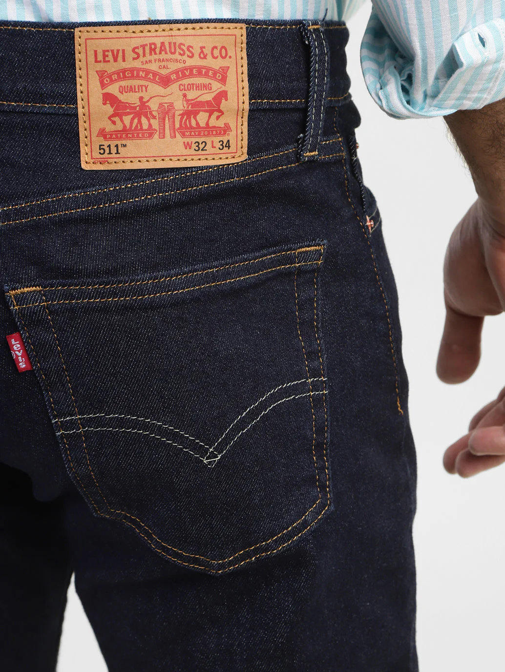 Men's 511 Navy Blue Slim Fit Mid Rise Jeans - Image 8