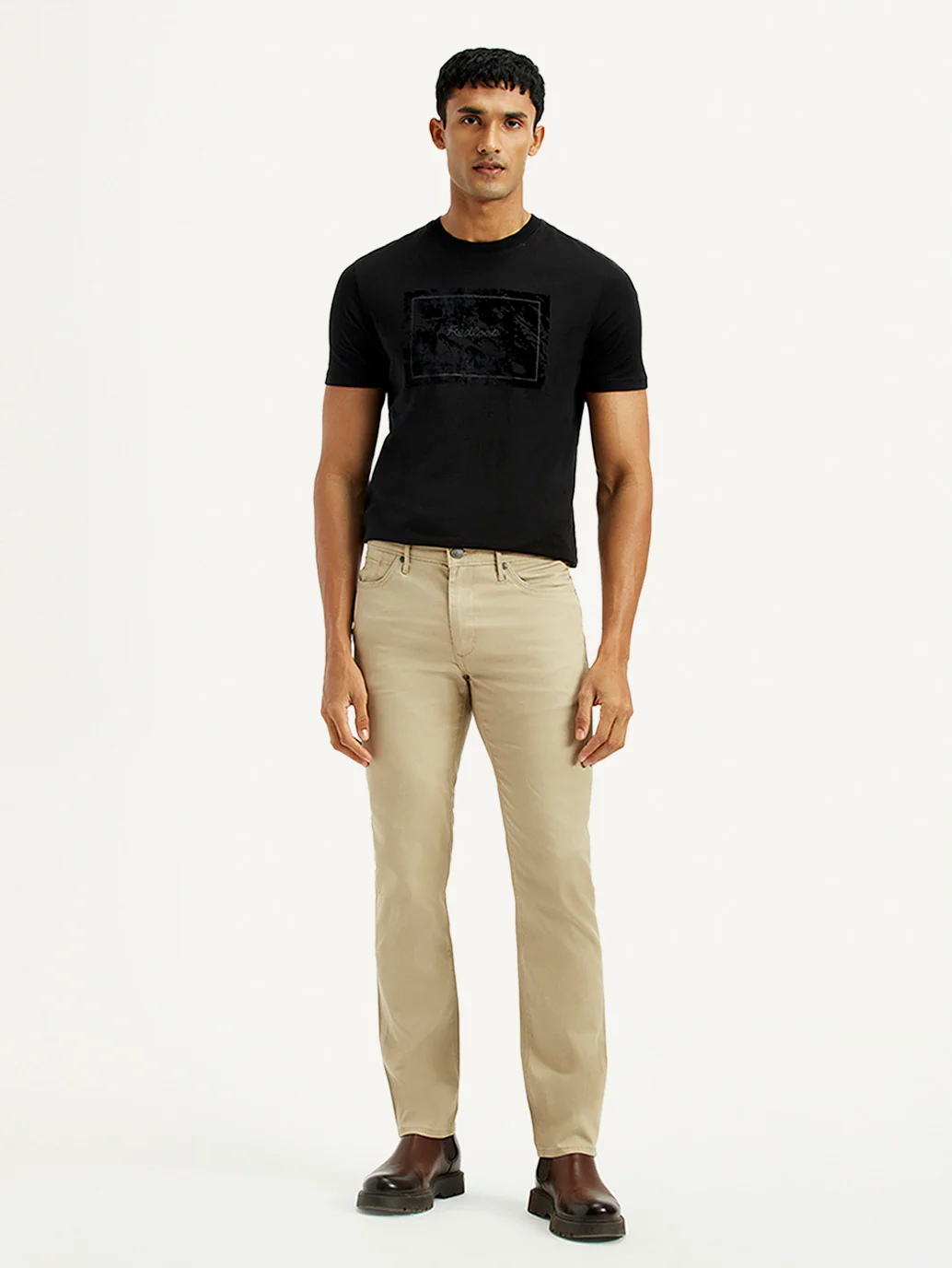 Men's Redloop 511 Beige Slim Fit Mid Rise Chinos