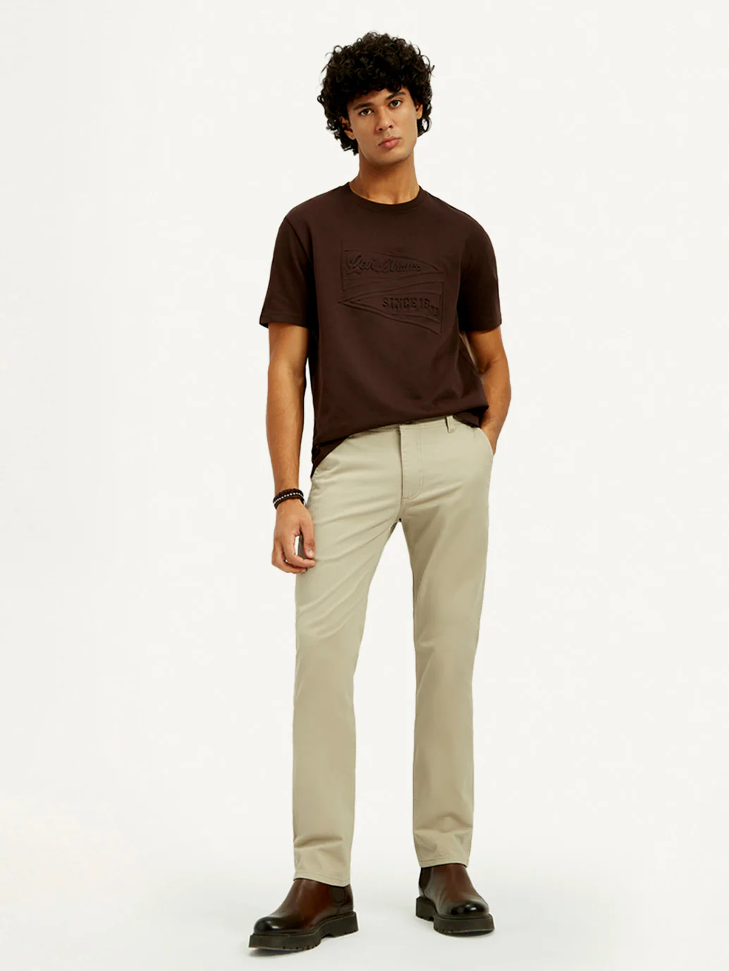Men's 511 Beige Slim Fit Mid Rise Chinos