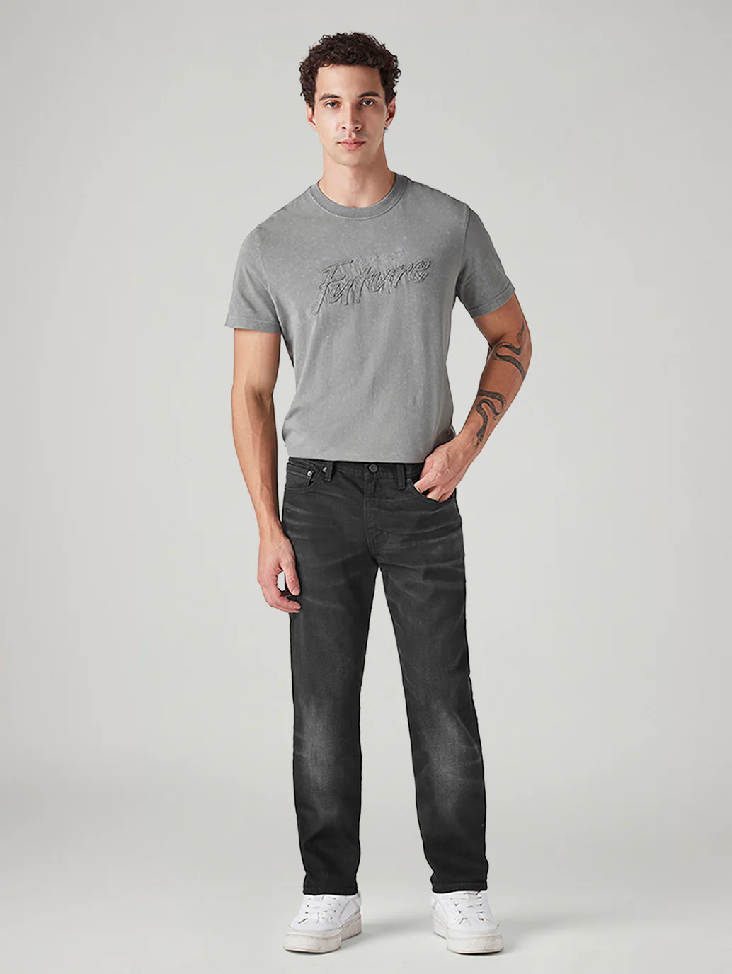 Men's 511 Charcoal Grey Slim Fit Mid Rise Selvedge Jeans - Image 2
