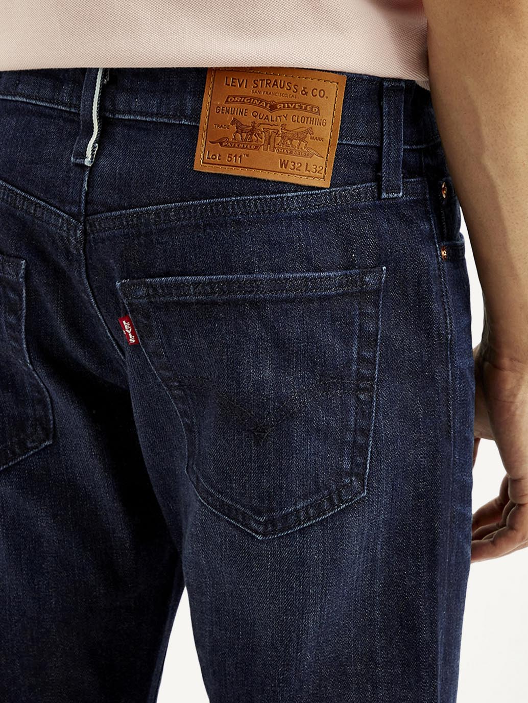 Men's 511 Dark Blue Slim Fit Mid Rise Selvedge Jeans - Image 5