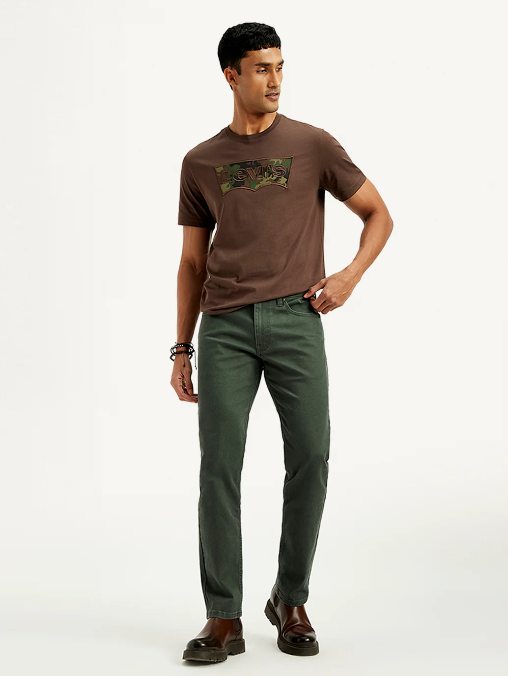 Men's 511 Dark Green Overdyed Slim Fit Mid Rise Jeans