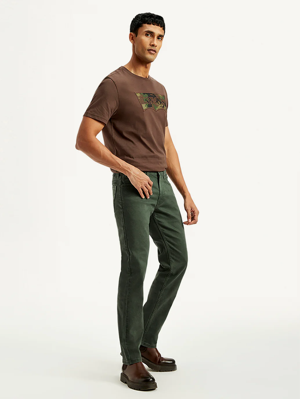 Men's 511 Dark Green Overdyed Slim Fit Mid Rise Jeans - Image 7