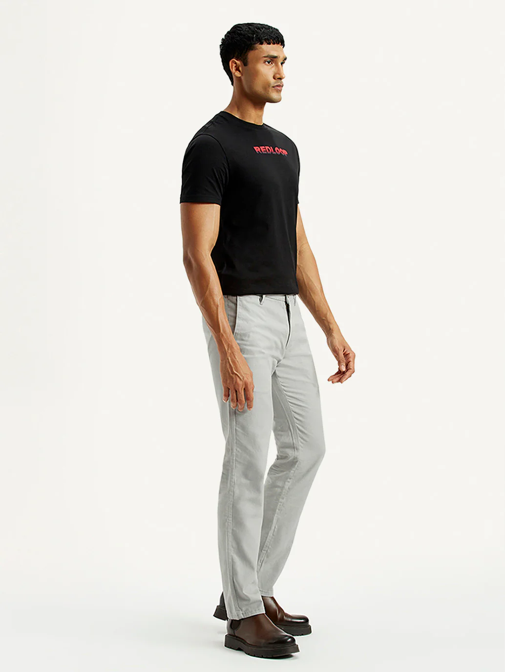Men's Redloop 511 Grey Slim Fit Mid Rise Linen Chinos - Image 6