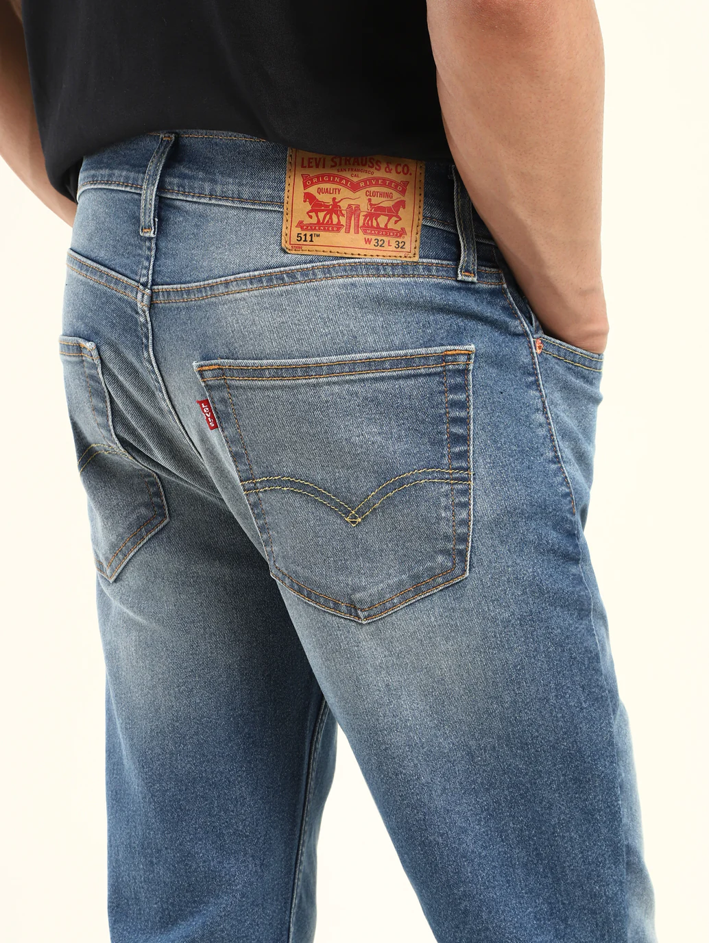 Men's 511 Blue Slim Fit Mid Rise Jeans - Image 6
