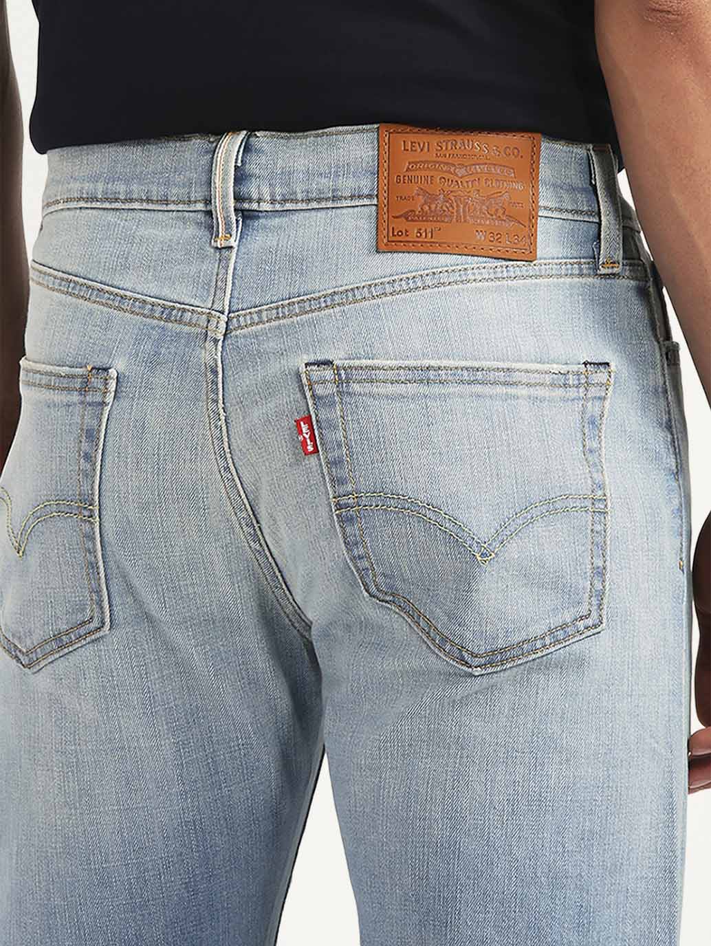 Men's 511 Light Blue Slim Fit Mid Rise Selvedge Jeans - Image 6