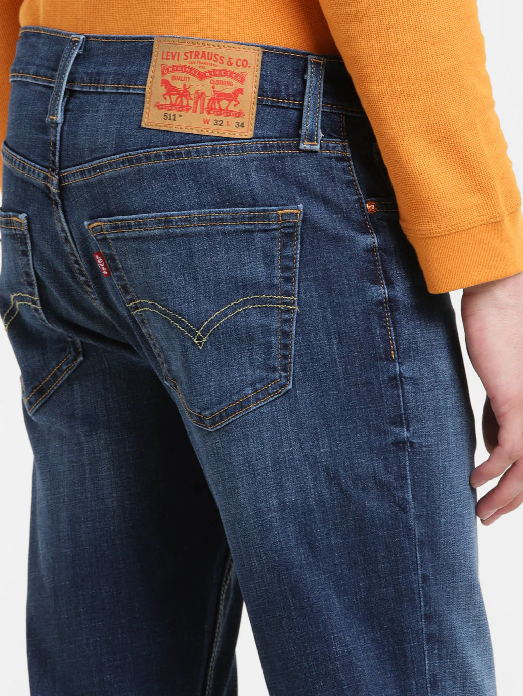 Men's 511 Blue Slim Fit Mid Rise Jeans - Image 6