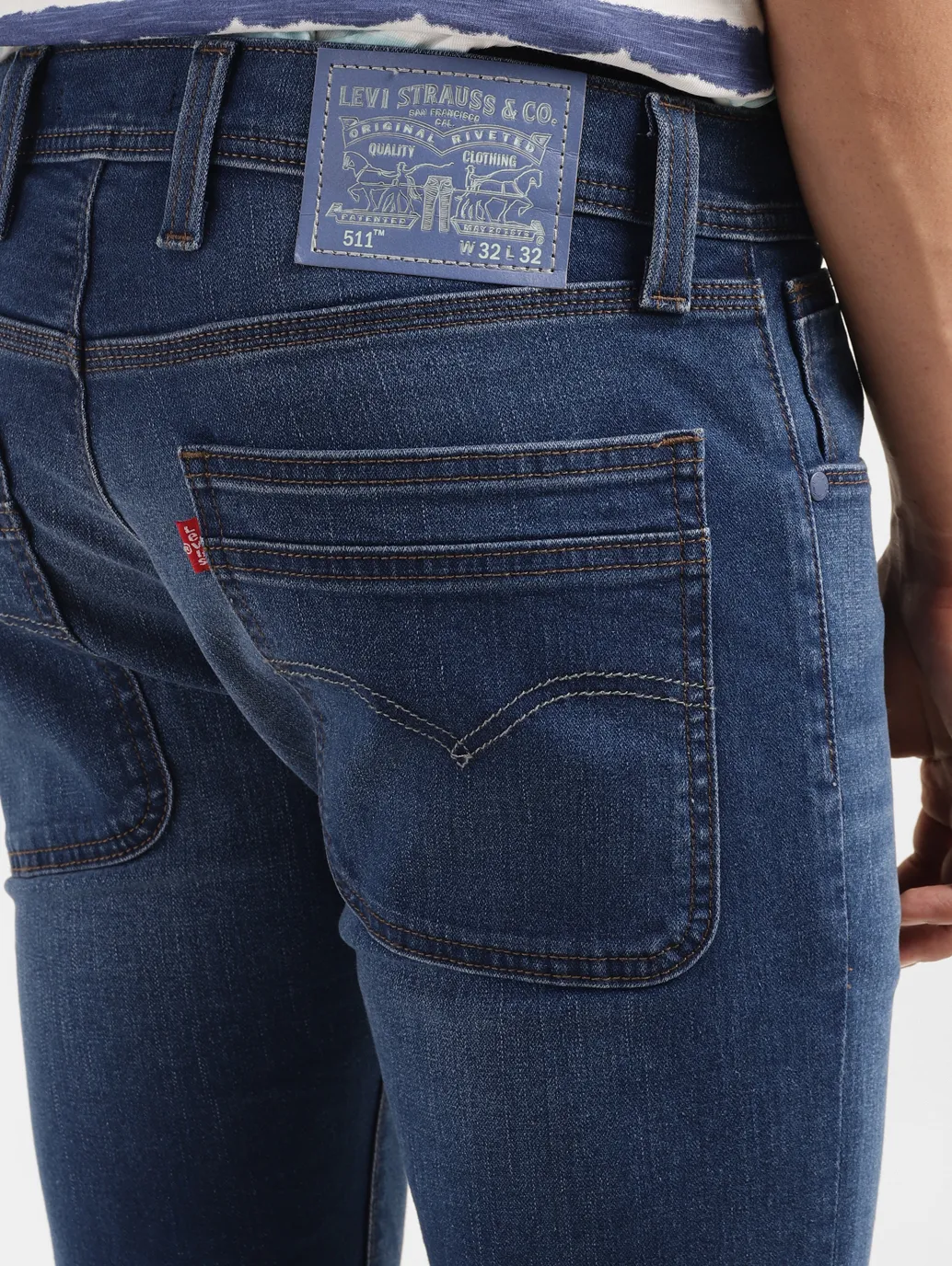 Men's 511 Blue Slim Fit Mid Rise Jeans - Image 7