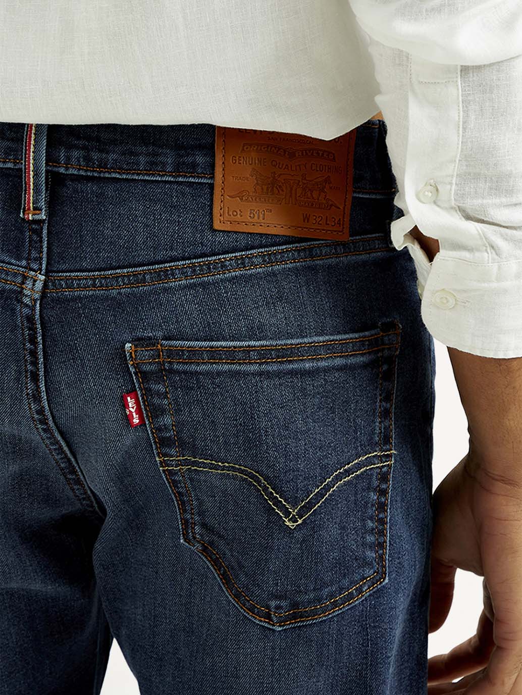 Men's 511 Indigo Slim Fit Mid Rise Selvedge Jeans - Image 5