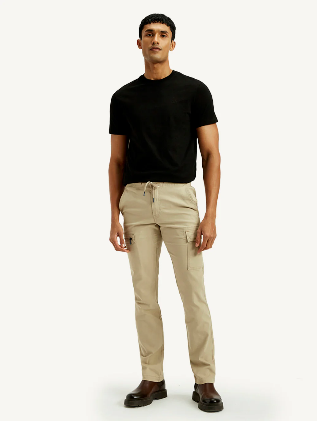 Men's 511 Beige Slim Fit Mid Rise Cargo Trousers - Image 3