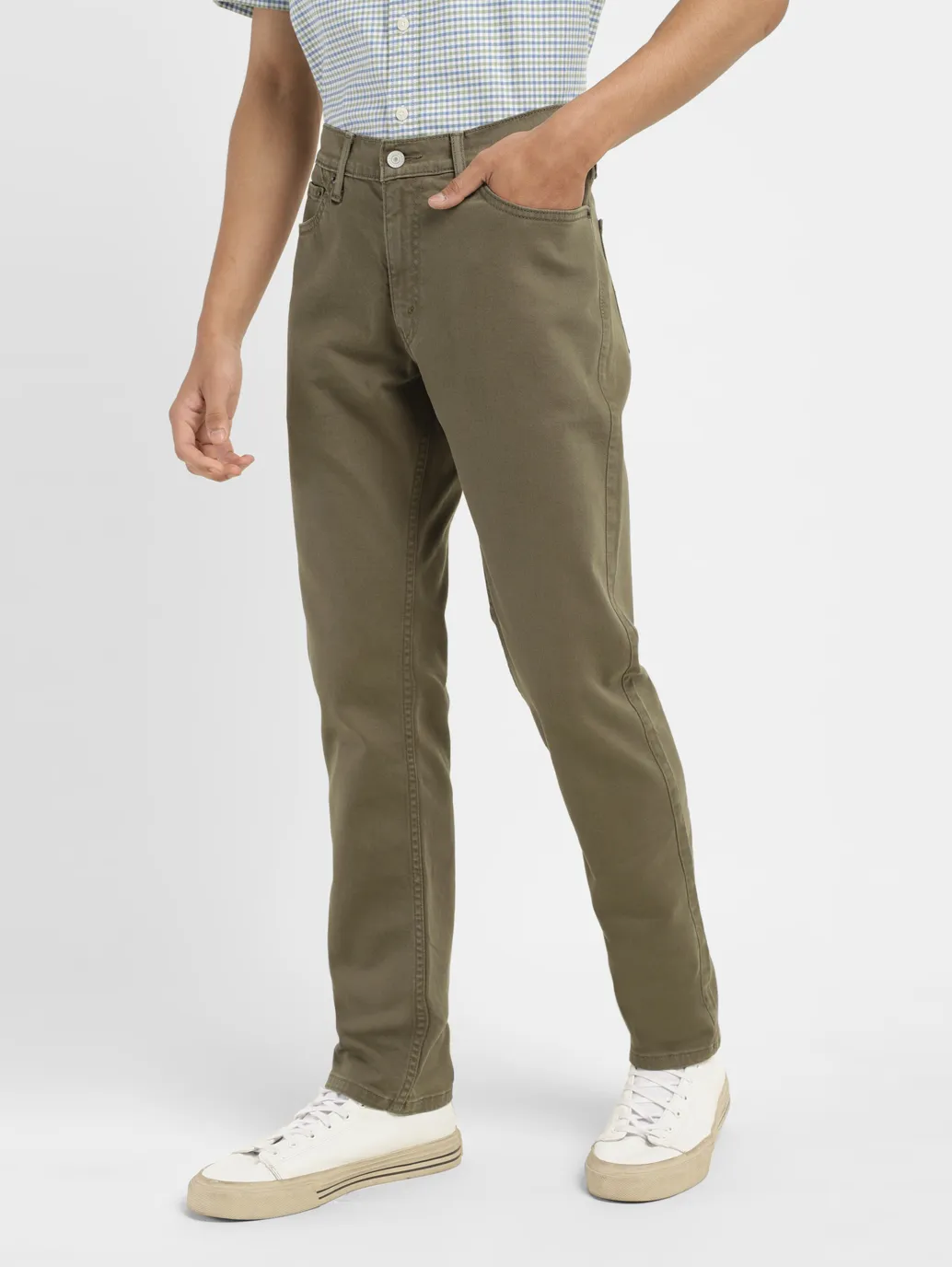Men's 511 Olive Green Slim Fit Mid Rise Jeans - Image 5