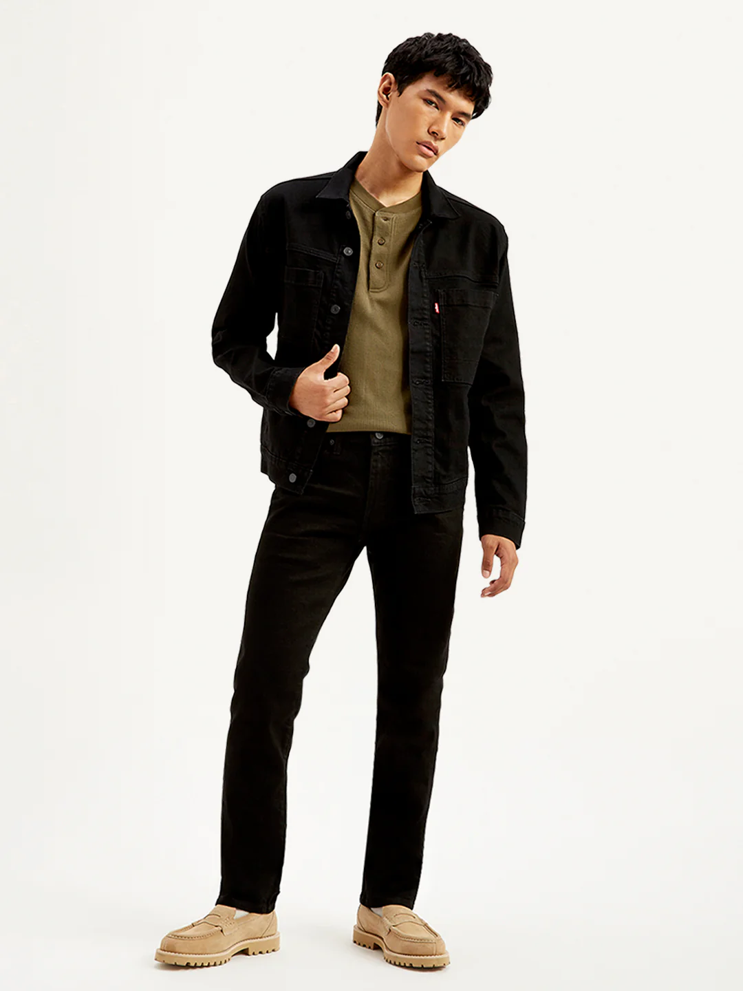 Men's 511 Black Slim Fit Mid Rise Selvedge Jeans