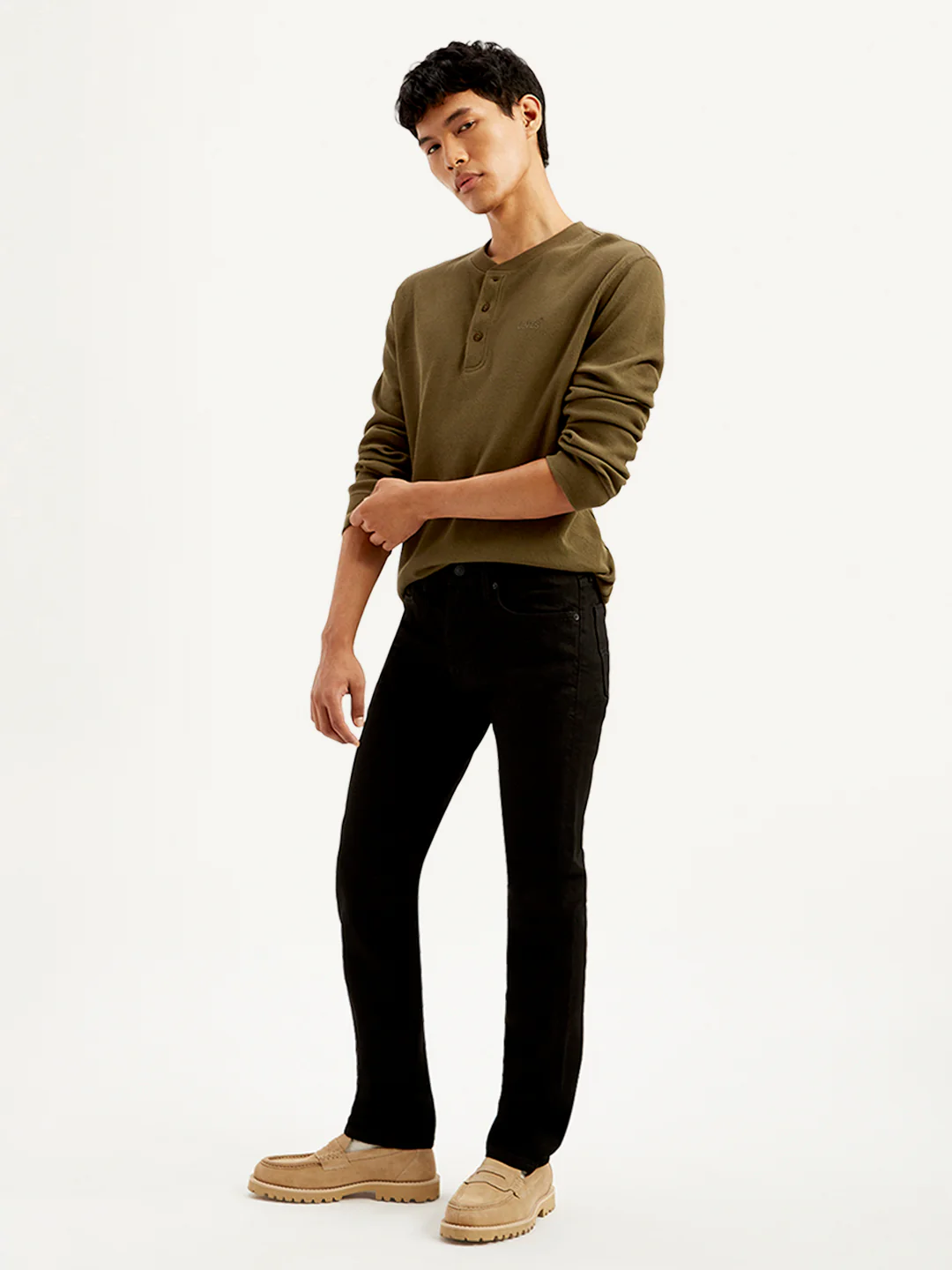 Men's 511 Black Slim Fit Mid Rise Selvedge Jeans - Image 5